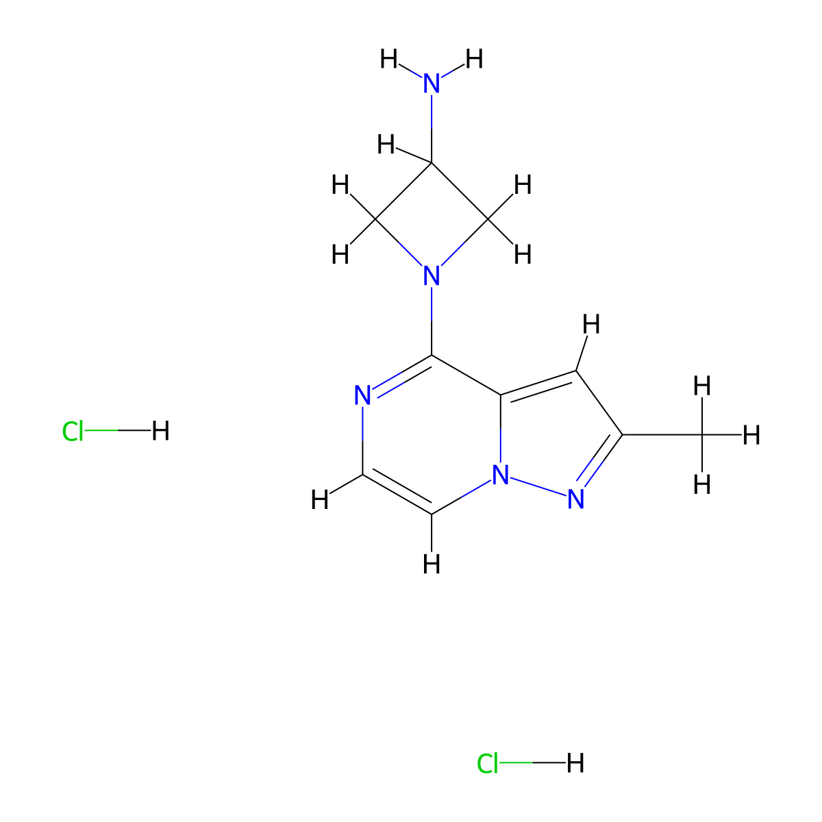 1-{2-Methylpyrazolo[1,5-a]pyrazin-4-yl}azetidin-3-amine dihydrochloride molecular structure, CAS 2155852-44-9