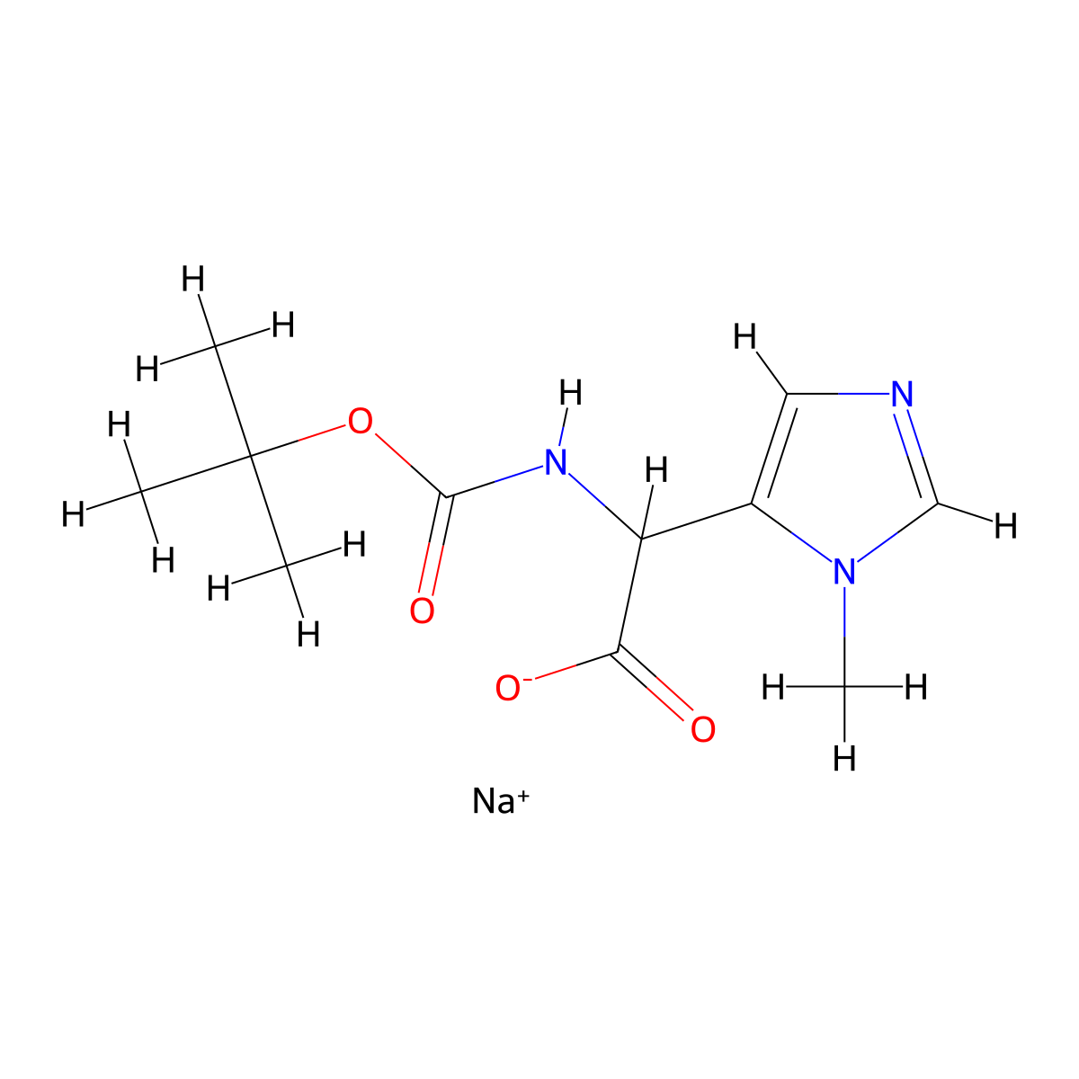 sodium 2-{[(tert-butoxy)carbonyl]amino}-2-(1-methyl-1H-imidazol-5-yl)acetate molecular structure, CAS 2155852-46-1