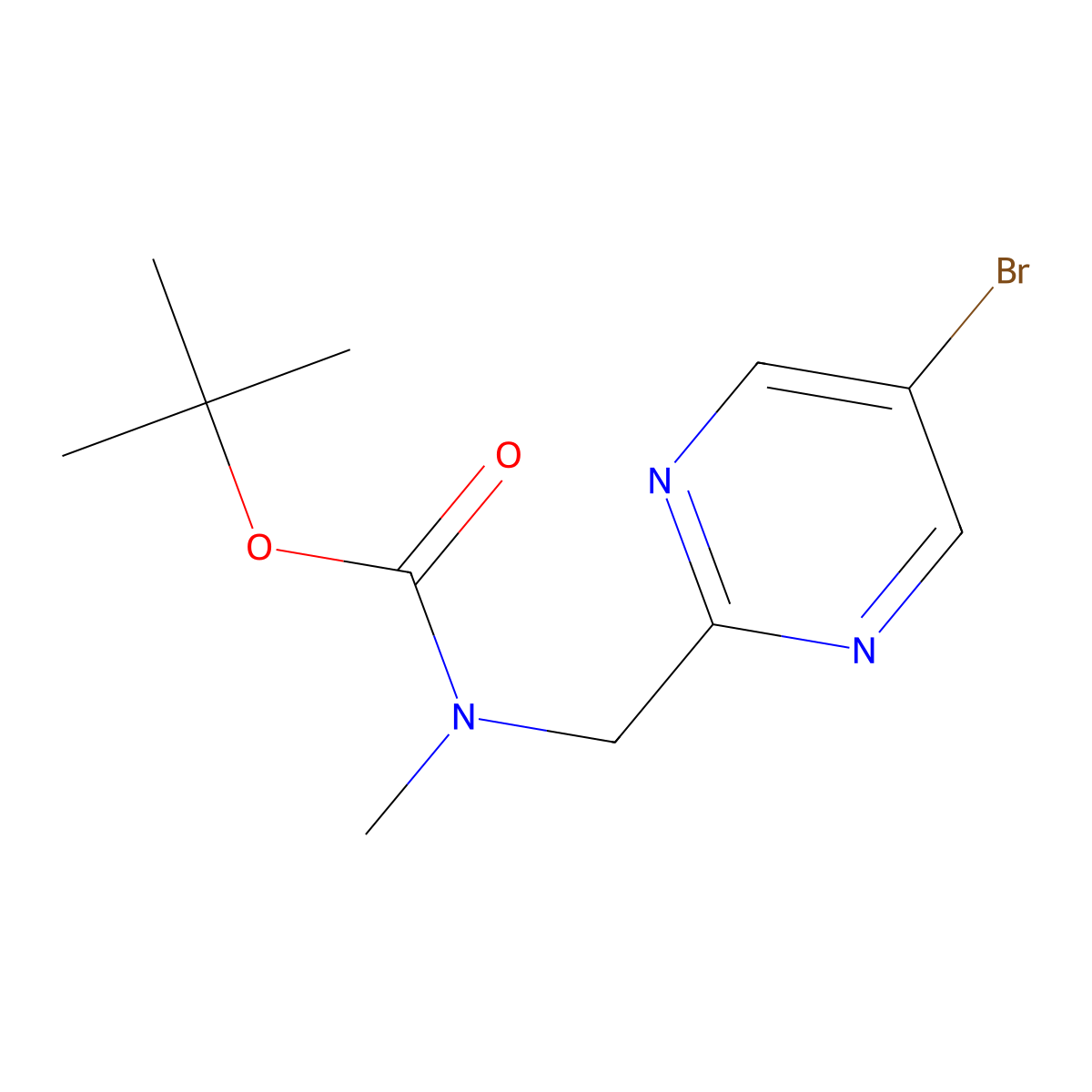 tert-butyl N-[(5-bromopyrimidin-2-yl)methyl]-N-methylcarbamate molecular structure, CAS 2155852-48-3