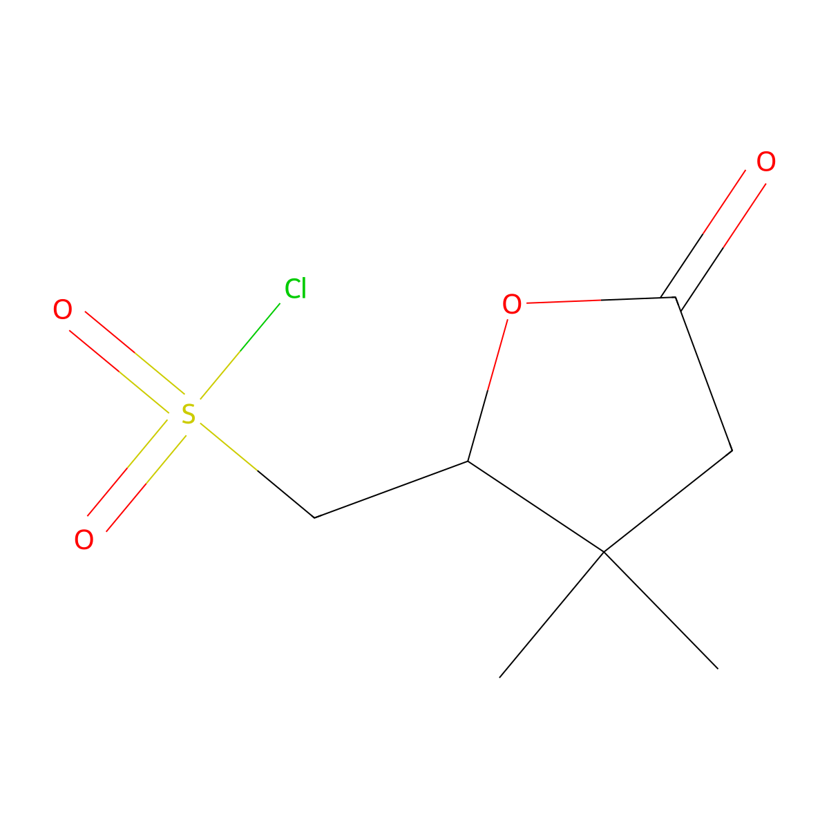 (3,3-Dimethyl-5-oxooxolan-2-yl)methanesulfonyl chloride molecular structure, CAS 2155852-51-8