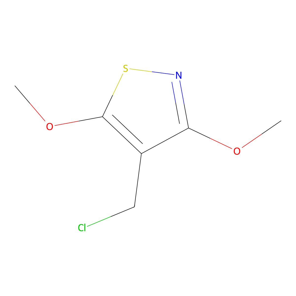 4-(Chloromethyl)-3,5-dimethoxy-1,2-thiazole molecular structure, CAS 2155852-52-9