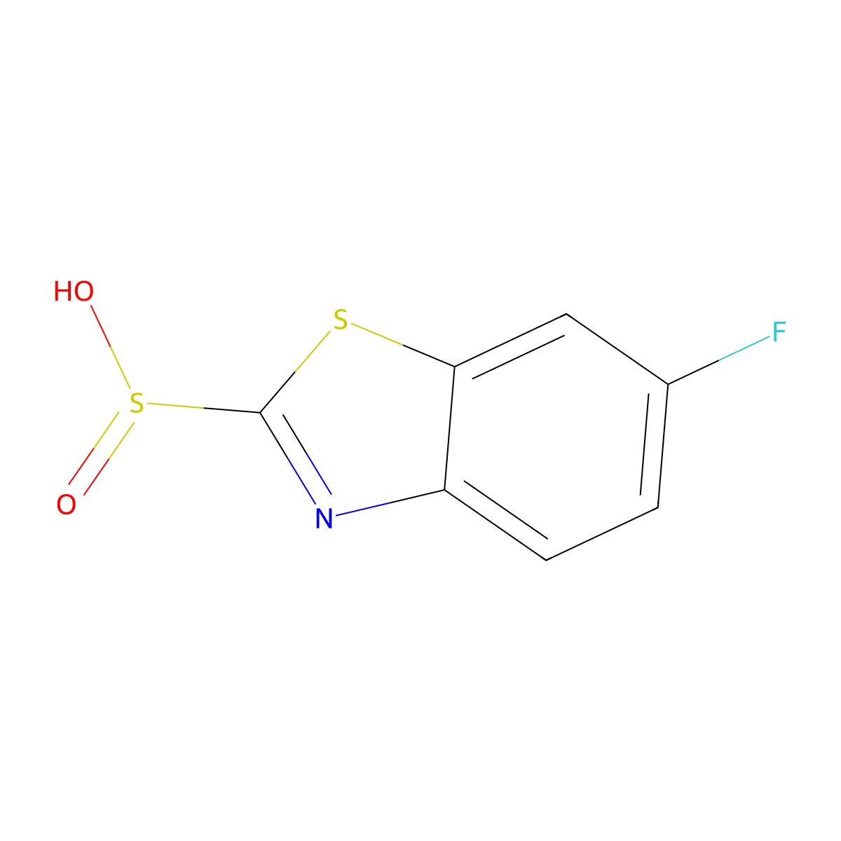 6-Fluoro-1,3-benzothiazole-2-sulfinic acid molecular structure, CAS 2155852-57-4