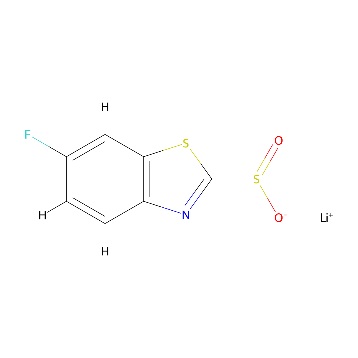 Lithium(1+) ion 6-fluoro-1,3-benzothiazole-2-sulfinate molecular structure, CAS 2155852-58-5