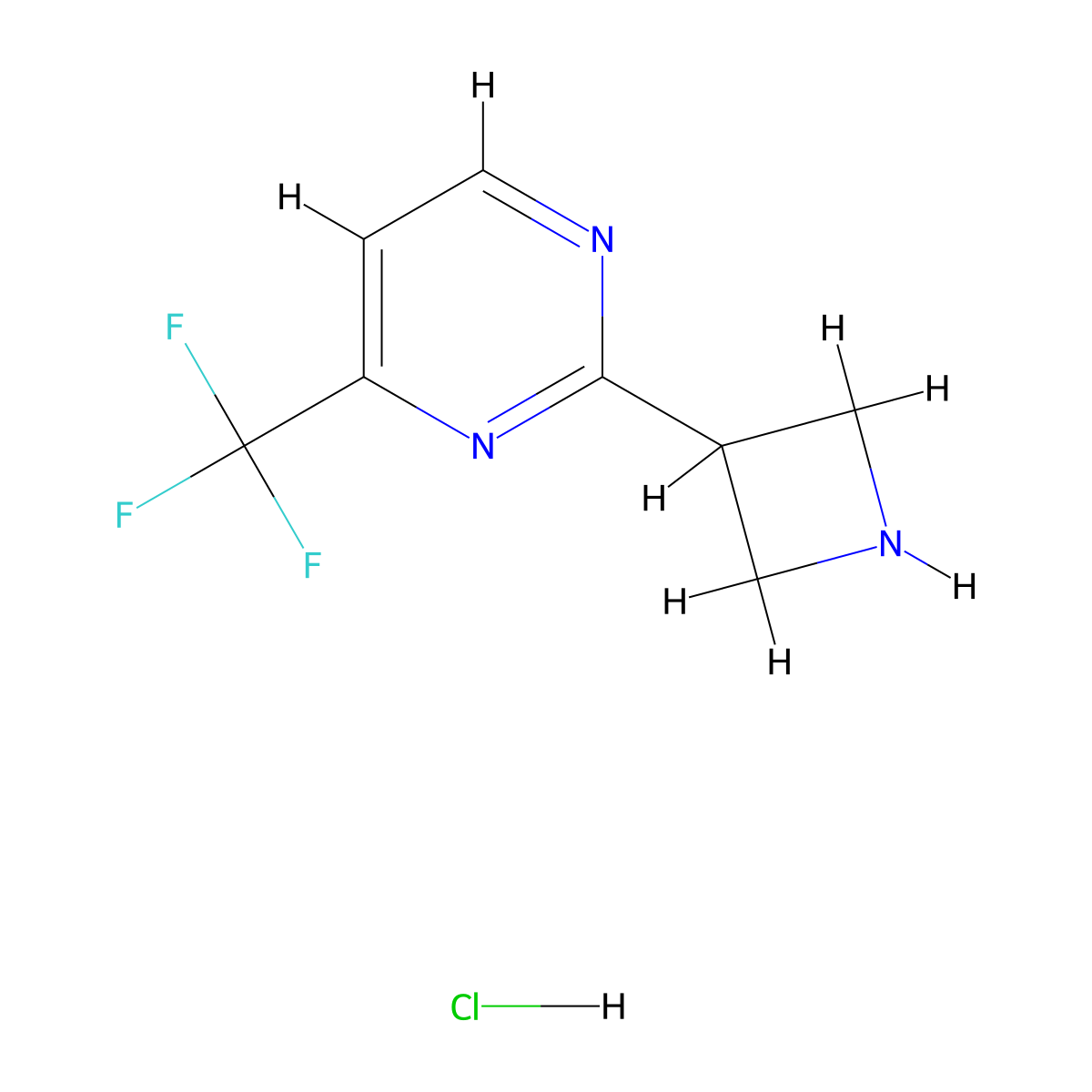 2-(Azetidin-3-yl)-4-(trifluoromethyl)pyrimidine hydrochloride molecular structure, CAS 2155852-60-9