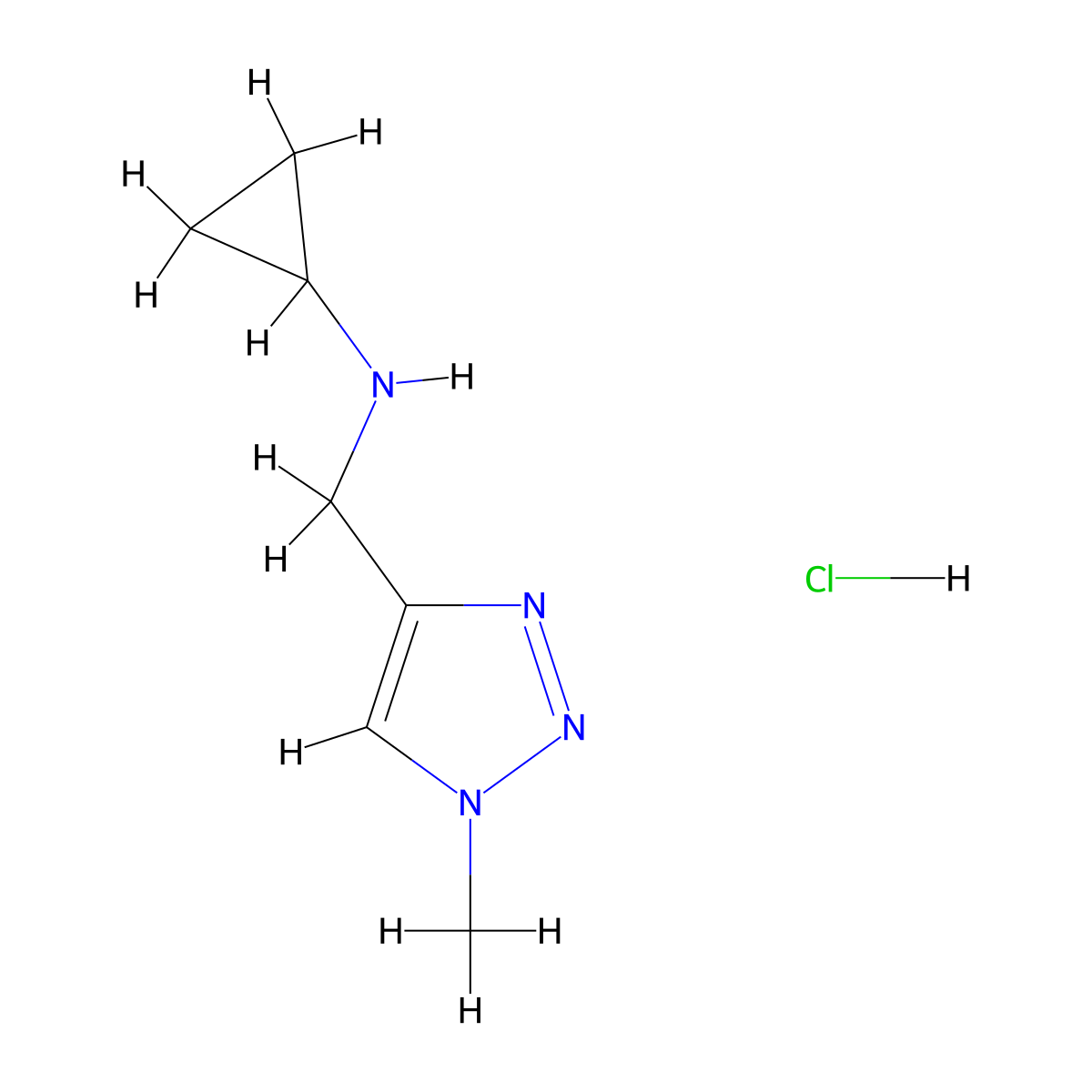 N-[(1-methyl-1H-1,2,3-triazol-4-yl)methyl]cyclopropanamine hydrochloride molecular structure, CAS 2155852-64-3