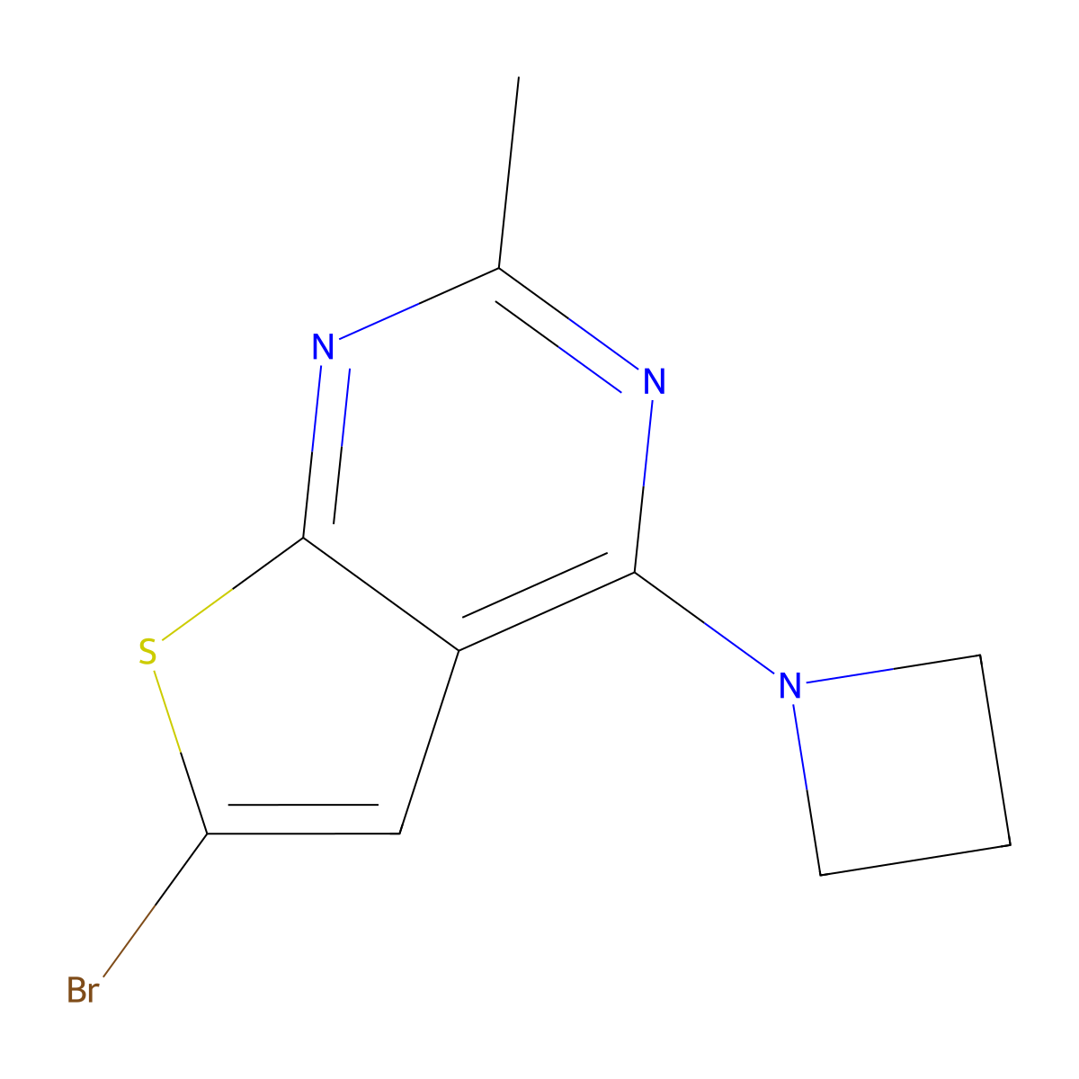 1-{6-Bromo-2-methylthieno[2,3-d]pyrimidin-4-yl}azetidine molecular structure, CAS 2155852-65-4
