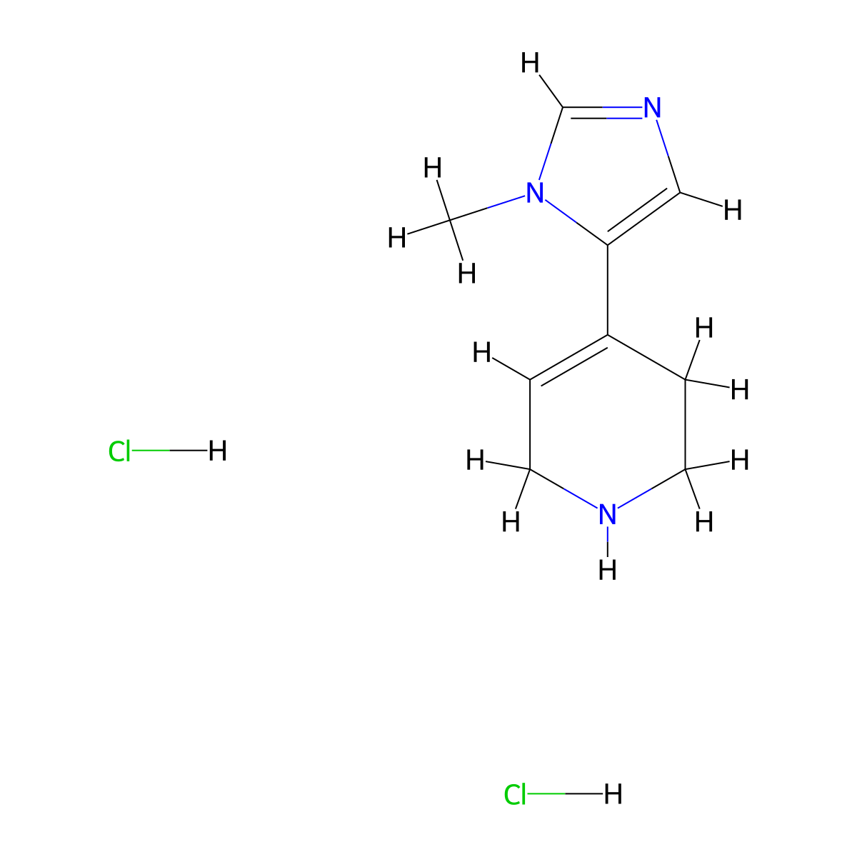 4-(1-Methyl-1H-imidazol-5-yl)-1,2,3,6-tetrahydropyridine dihydrochloride molecular structure, CAS 2155852-67-6