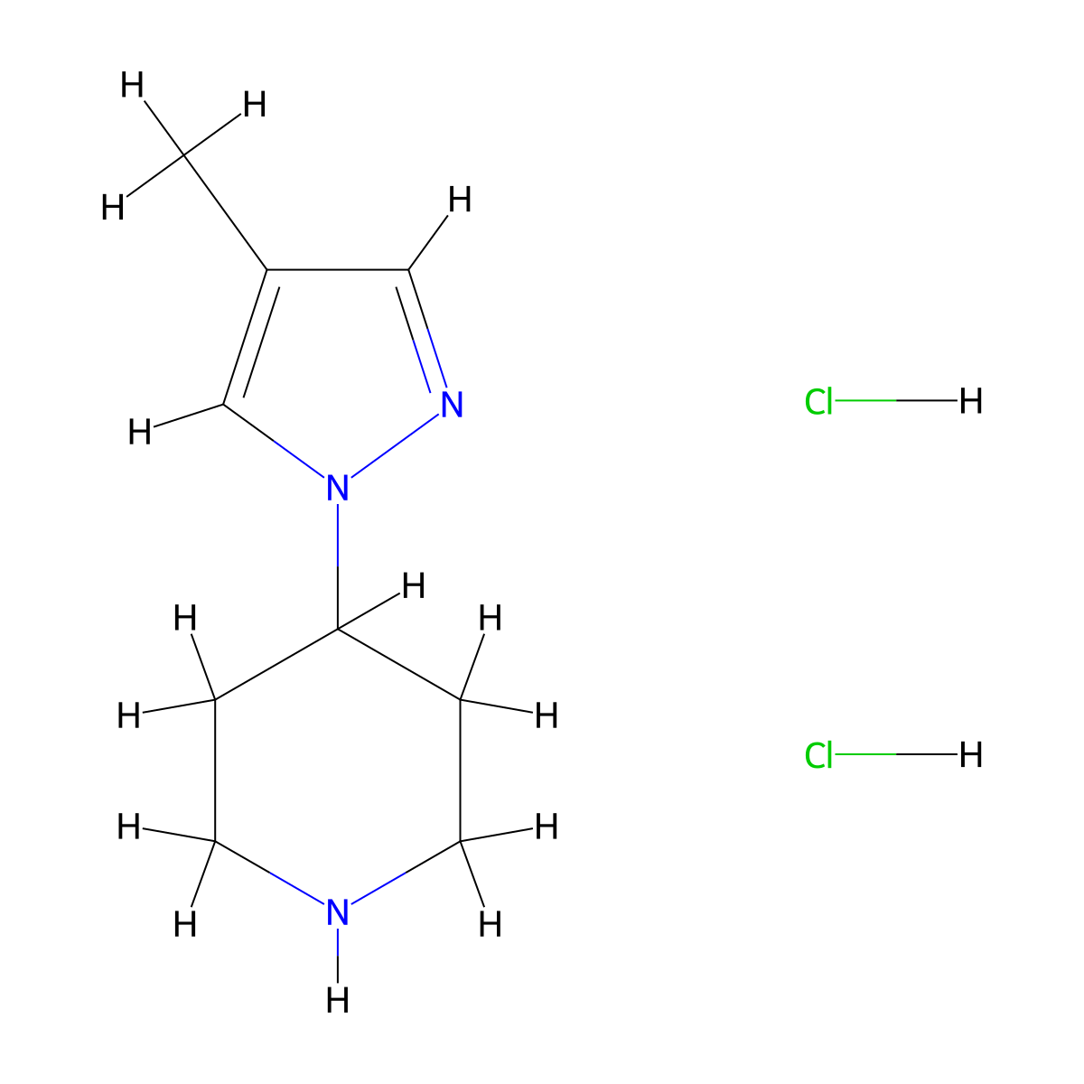 4-(4-Methyl-1H-pyrazol-1-yl)piperidine dihydrochloride molecular structure, CAS 2155852-70-1