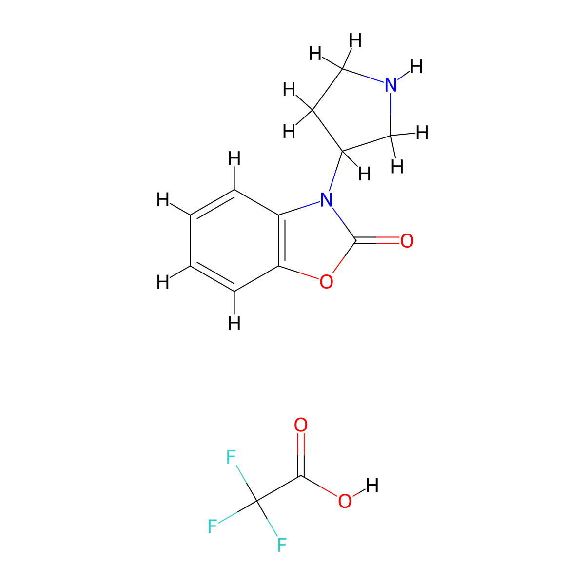 3-(Pyrrolidin-3-yl)benzo[d]oxazol-2(3H)-one 2,2,2-trifluoroacetate molecular structure, CAS 2155852-75-6