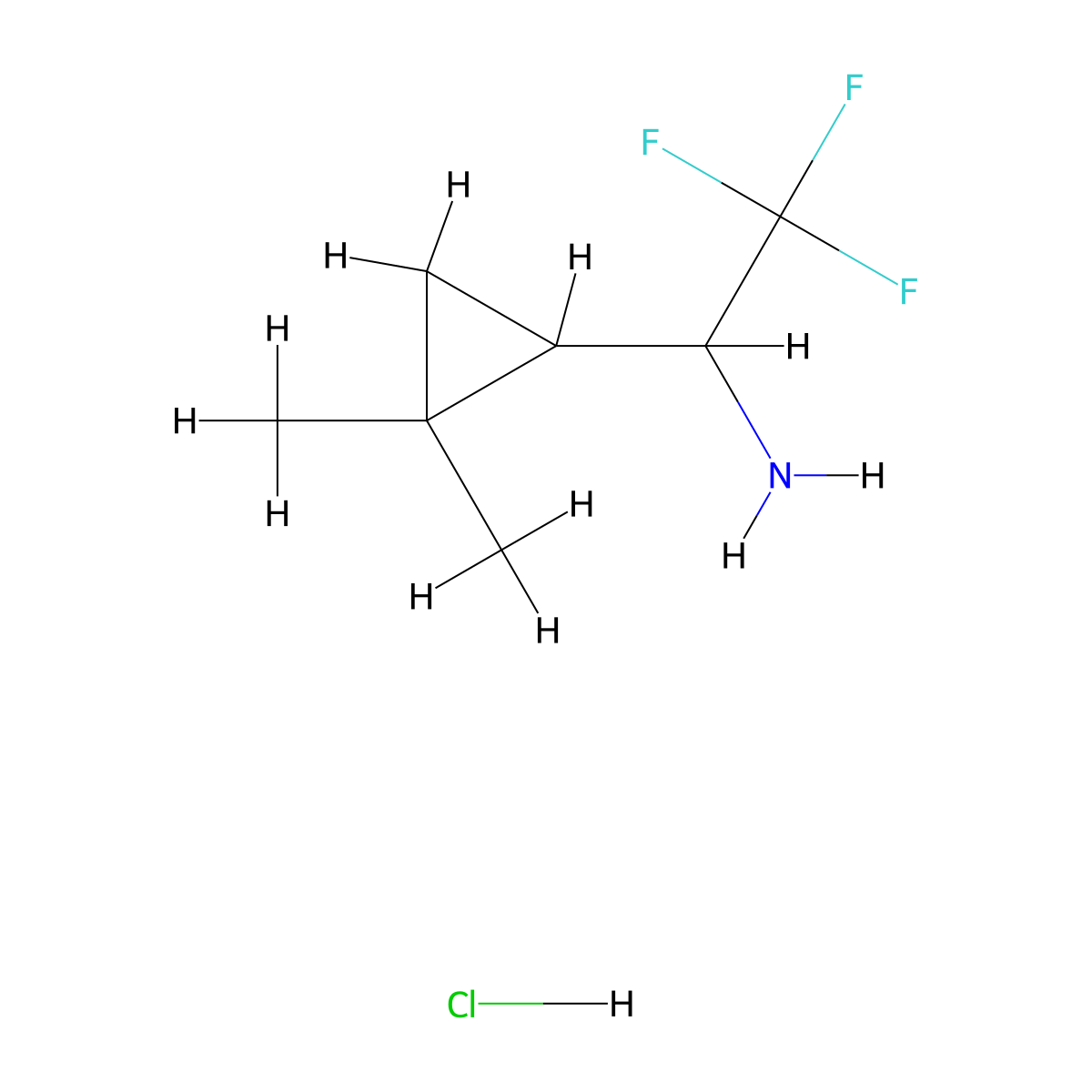 1-(2,2-Dimethylcyclopropyl)-2,2,2-trifluoroethan-1-amine hydrochloride molecular structure, CAS 2155852-80-3