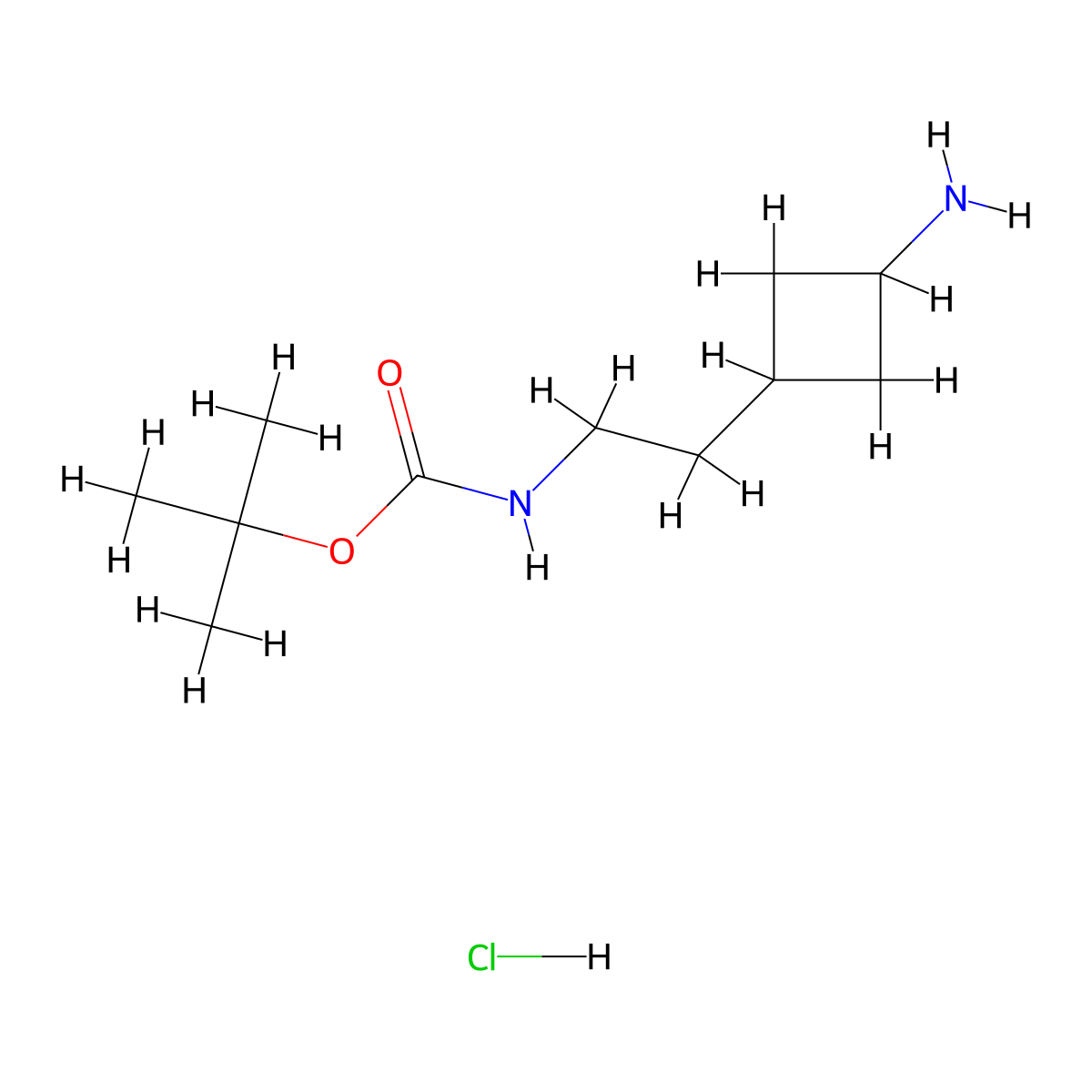tert-butyl N-[2-(3-aminocyclobutyl)ethyl]carbamate hydrochloride molecular structure, CAS 2155852-85-8