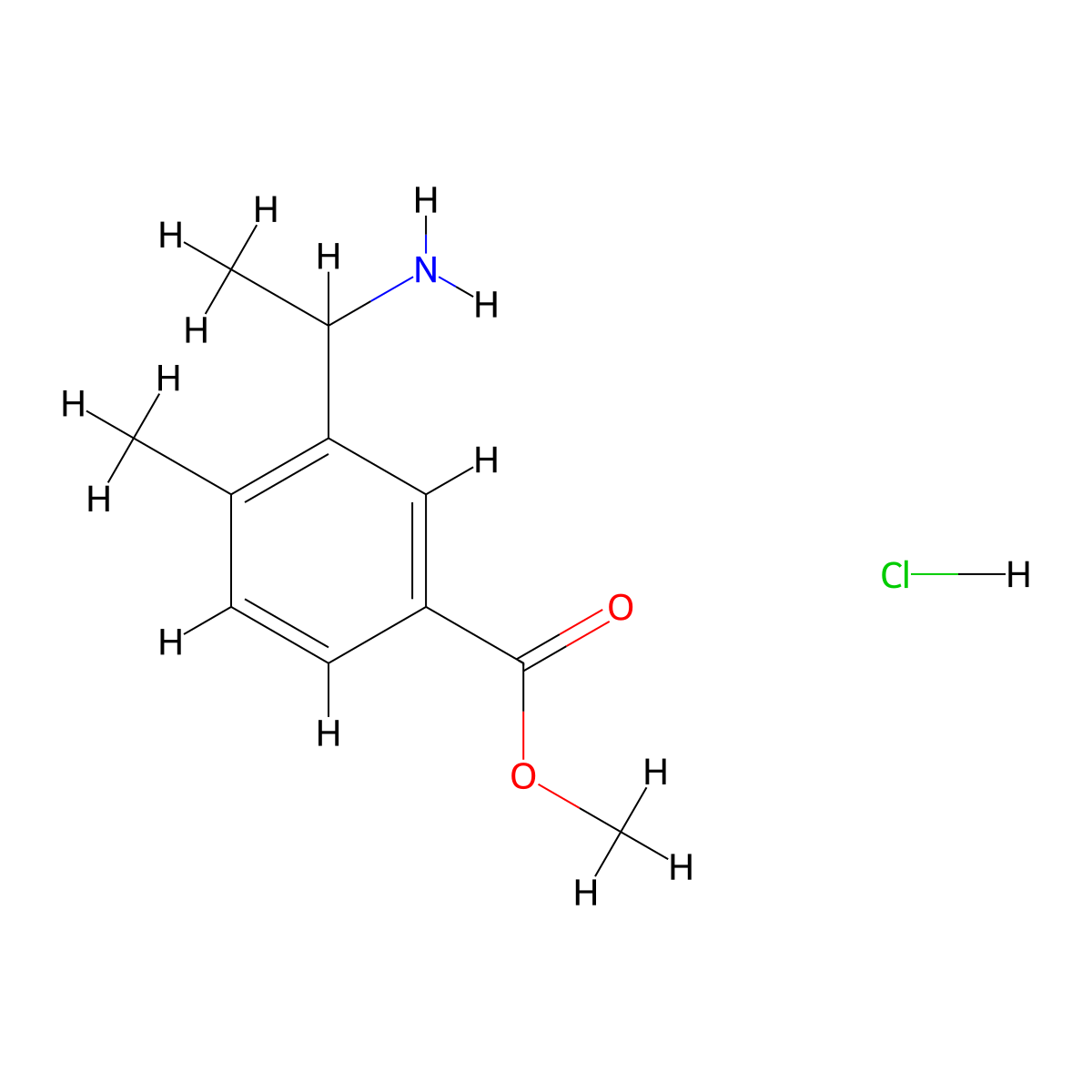 Methyl 3-(1-aminoethyl)-4-methylbenzoate hydrochloride molecular structure, CAS 2155852-86-9