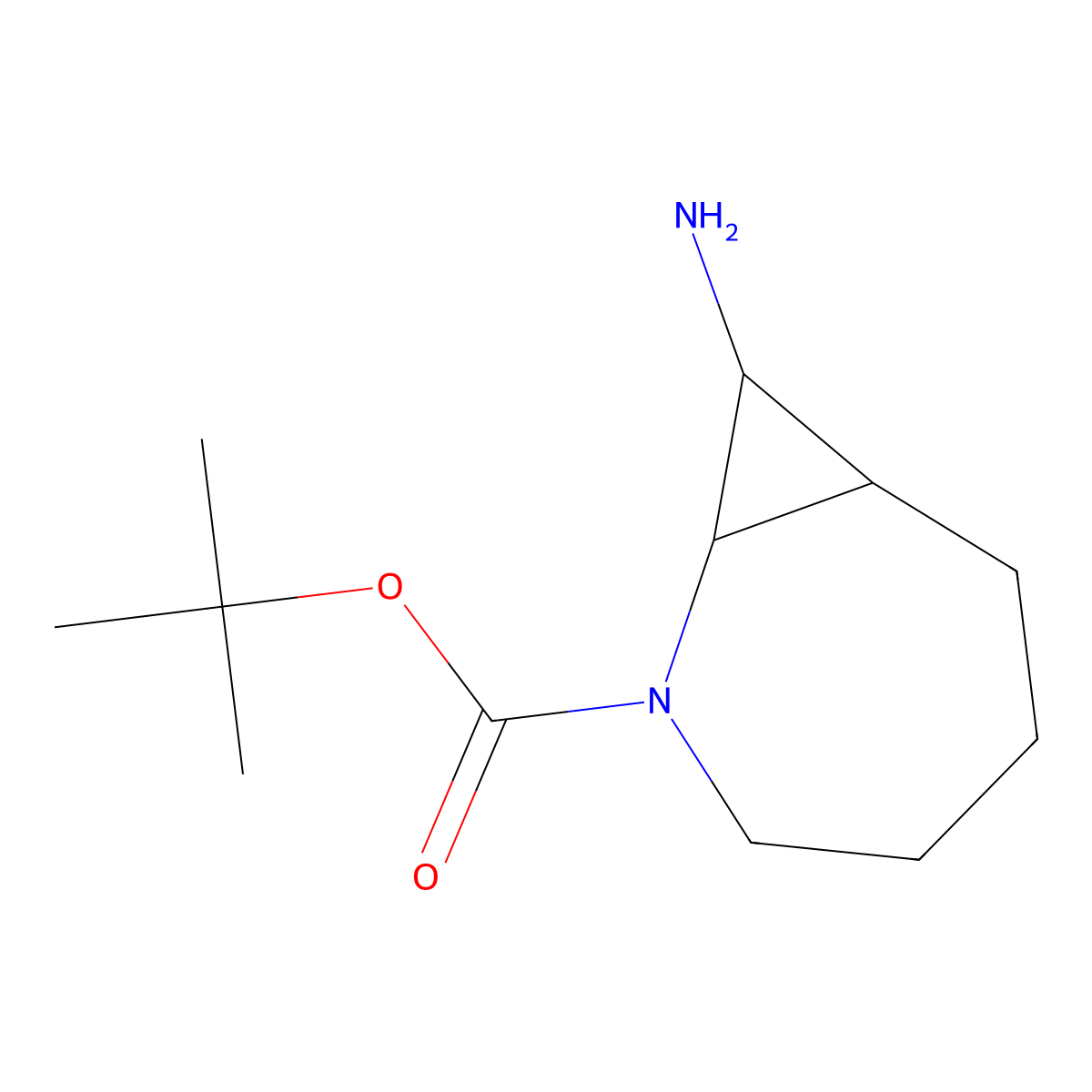 Tert-butyl 8-amino-2-azabicyclo(5.1.0)octane-2-carboxylate molecular structure, CAS 2155852-87-0