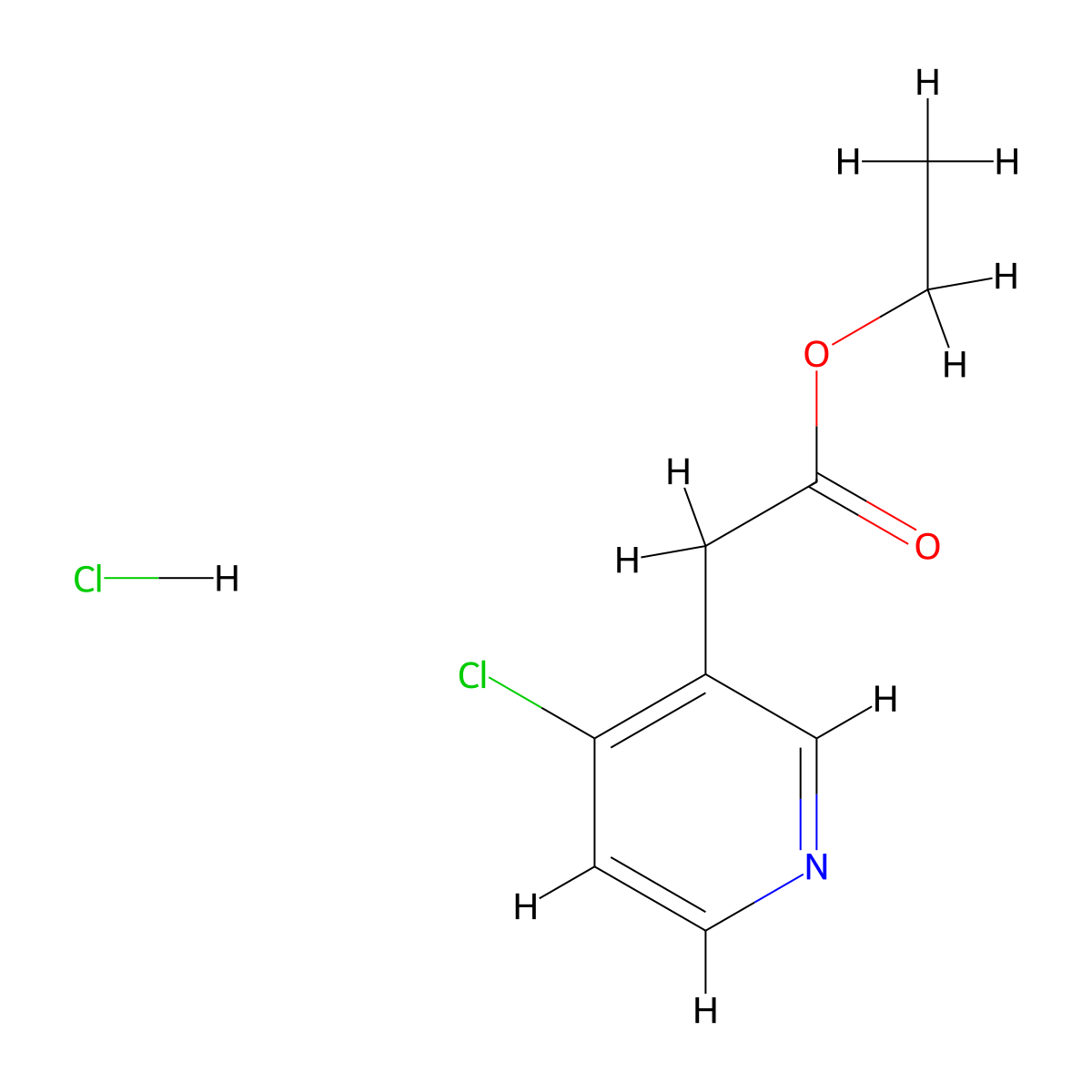Ethyl 2-(4-chloropyridin-3-yl)acetate hydrochloride molecular structure, CAS 2155852-93-8