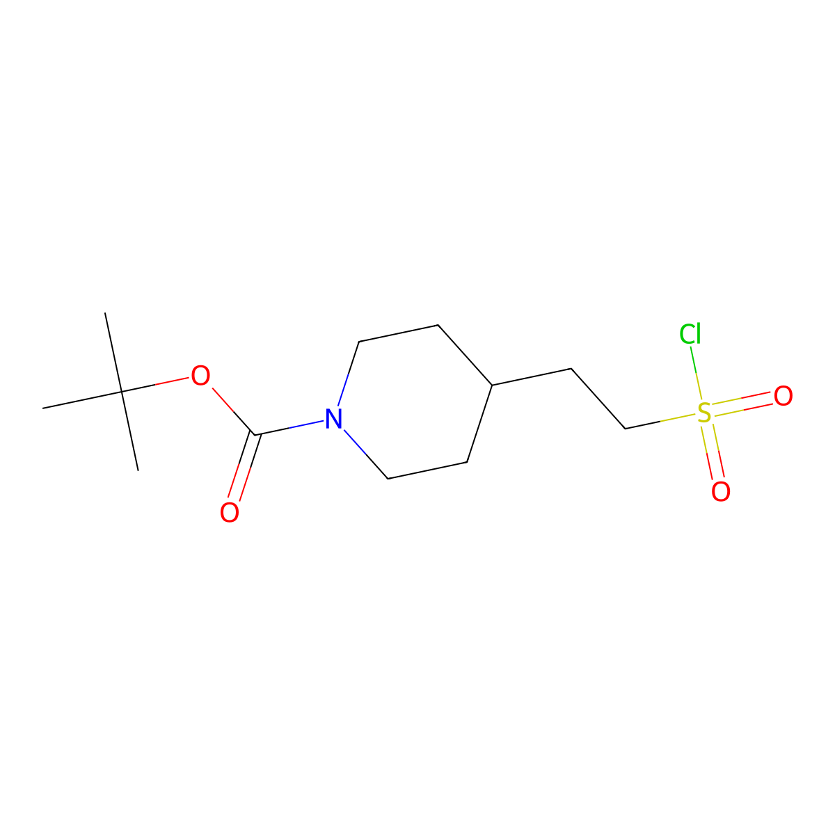 Tert-butyl 4-[2-(chlorosulfonyl)ethyl]piperidine-1-carboxylate molecular structure, CAS 2155853-00-0