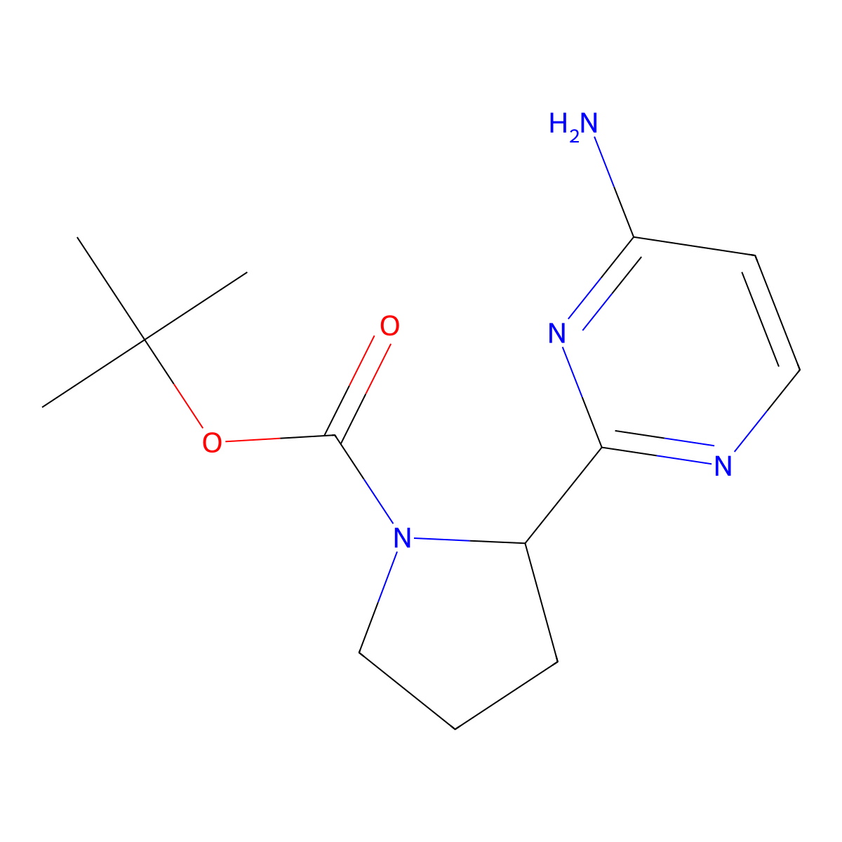 tert-Butyl 2-(4-aminopyrimidin-2-yl)pyrrolidine-1-carboxylate molecular structure, CAS 2155853-06-6