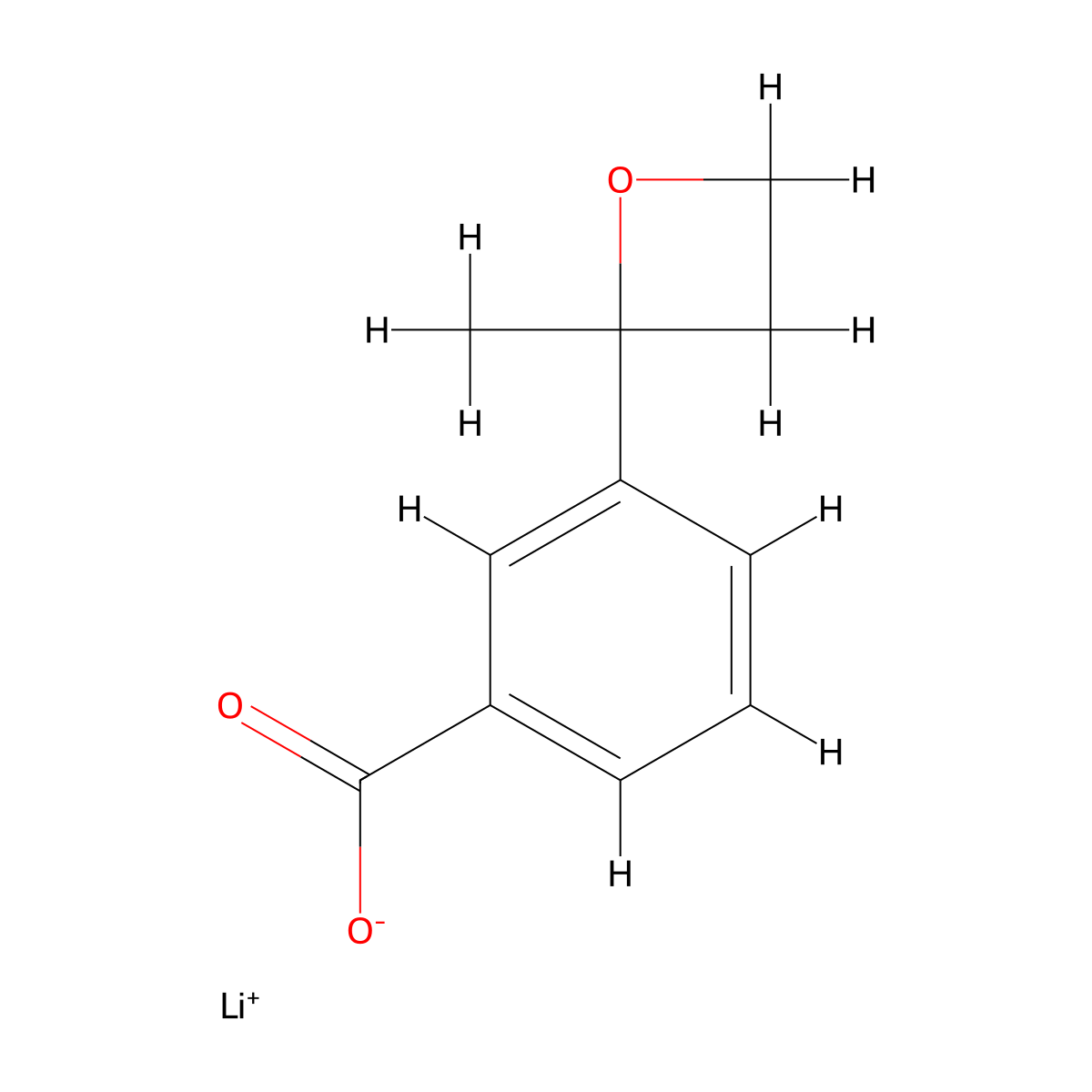 Lithium(1+) ion 3-(2-methyloxetan-2-yl)benzoate molecular structure, CAS 2155853-09-9