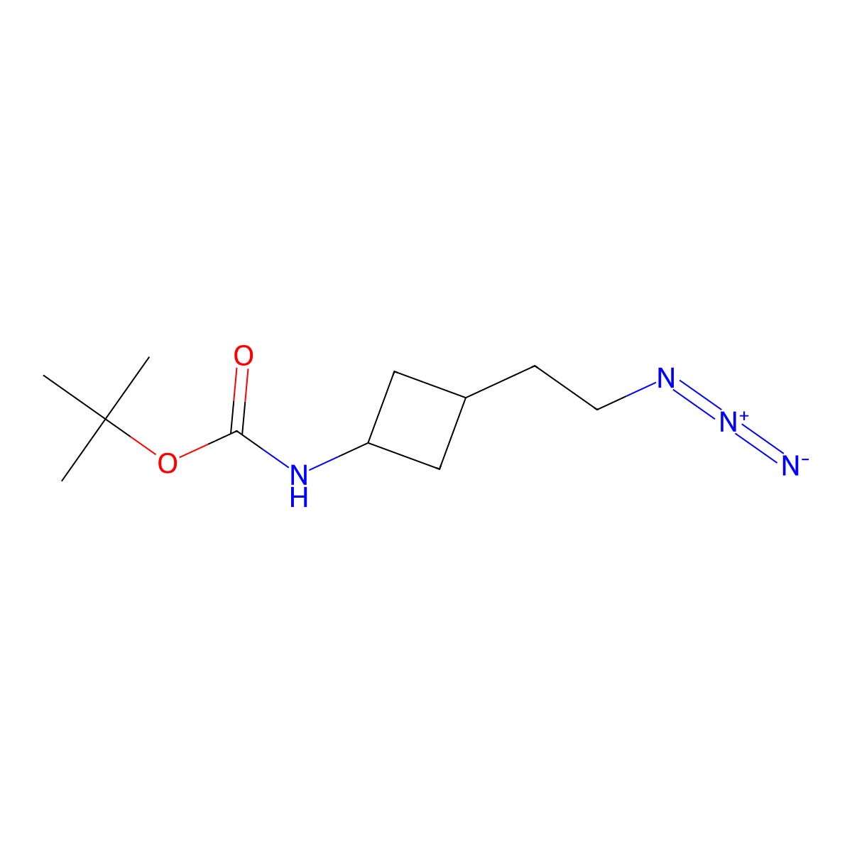 Tert-butyl N-[3-(2-azidoethyl)cyclobutyl]carbamate molecular structure, CAS 2155853-14-6