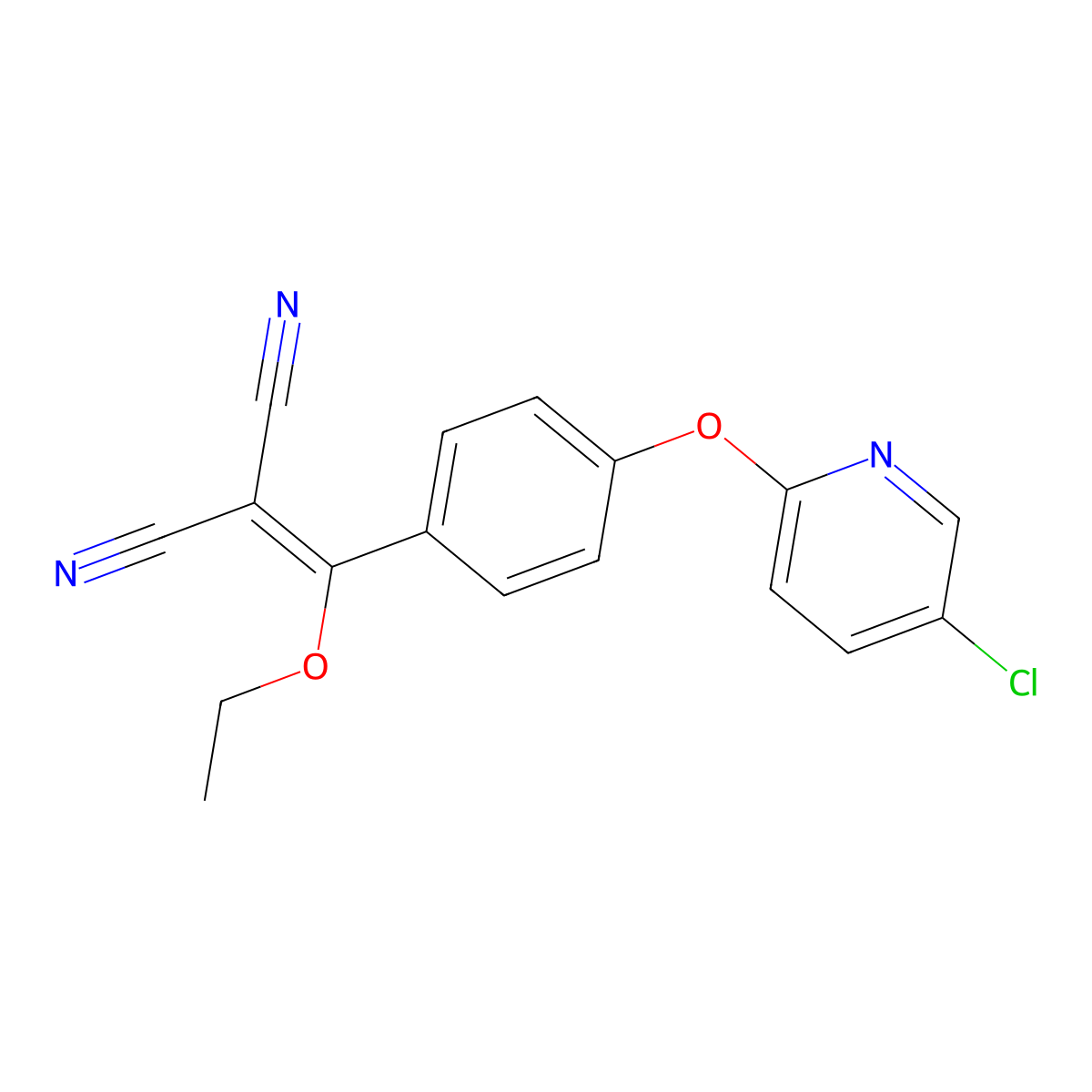 2-((4-((5-Chloropyridin-2-yl)oxy)phenyl)(ethoxy)methylene)malononitrile molecular structure, CAS 2155853-19-1