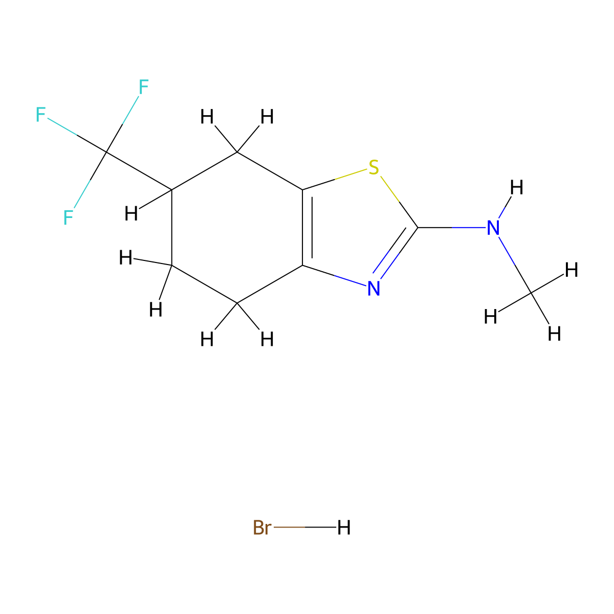 N-methyl-6-(trifluoromethyl)-4,5,6,7-tetrahydro-1,3-benzothiazol-2-amine hydrobromide molecular structure, CAS 2155854-80-9