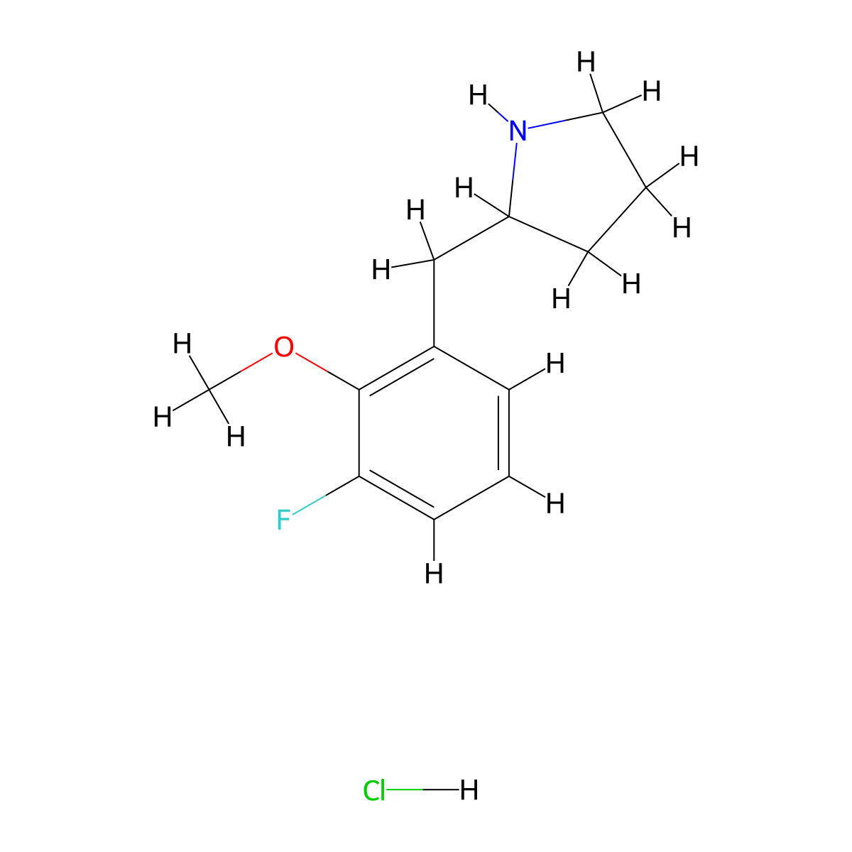 2-[(3-Fluoro-2-methoxyphenyl)methyl]pyrrolidine hydrochloride molecular structure, CAS 2155854-81-0