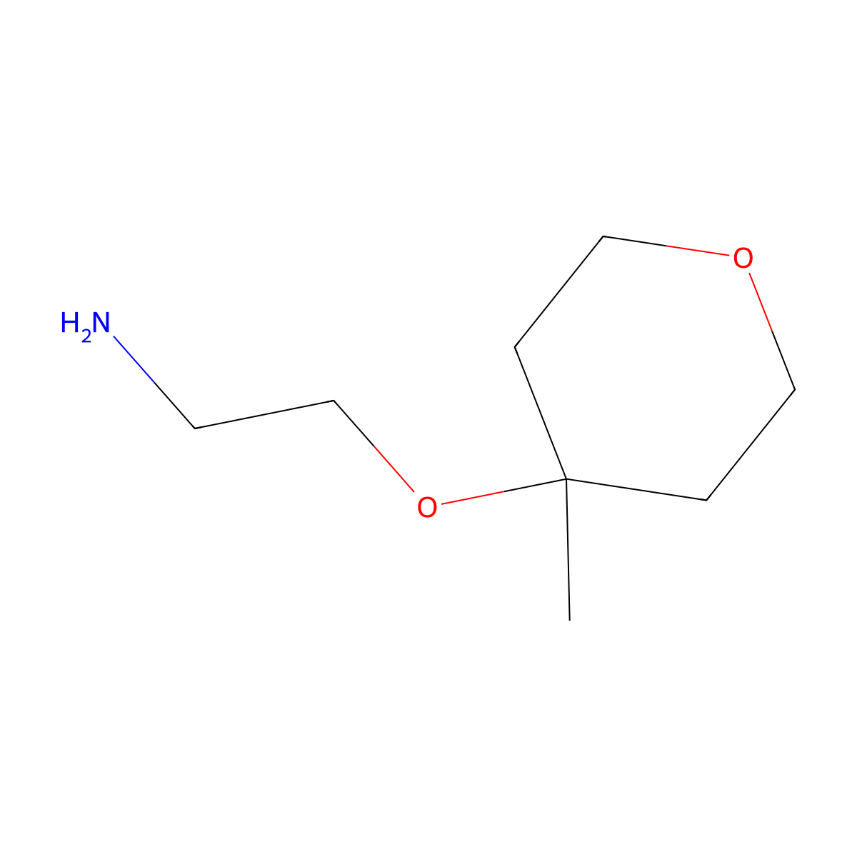 2-[(4-Methyloxan-4-yl)oxy]ethan-1-amine molecular structure, CAS 2155854-84-3