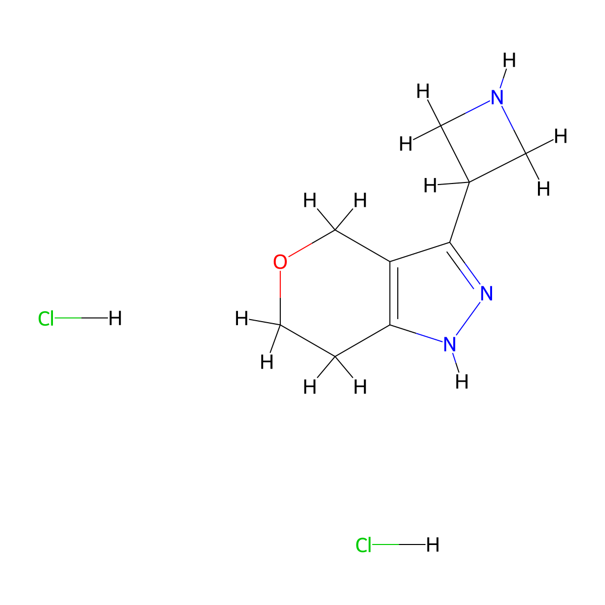3-{1H,4H,6H,7H-pyrano[4,3-c]pyrazol-3-yl}azetidine dihydrochloride molecular structure, CAS 2155854-94-5