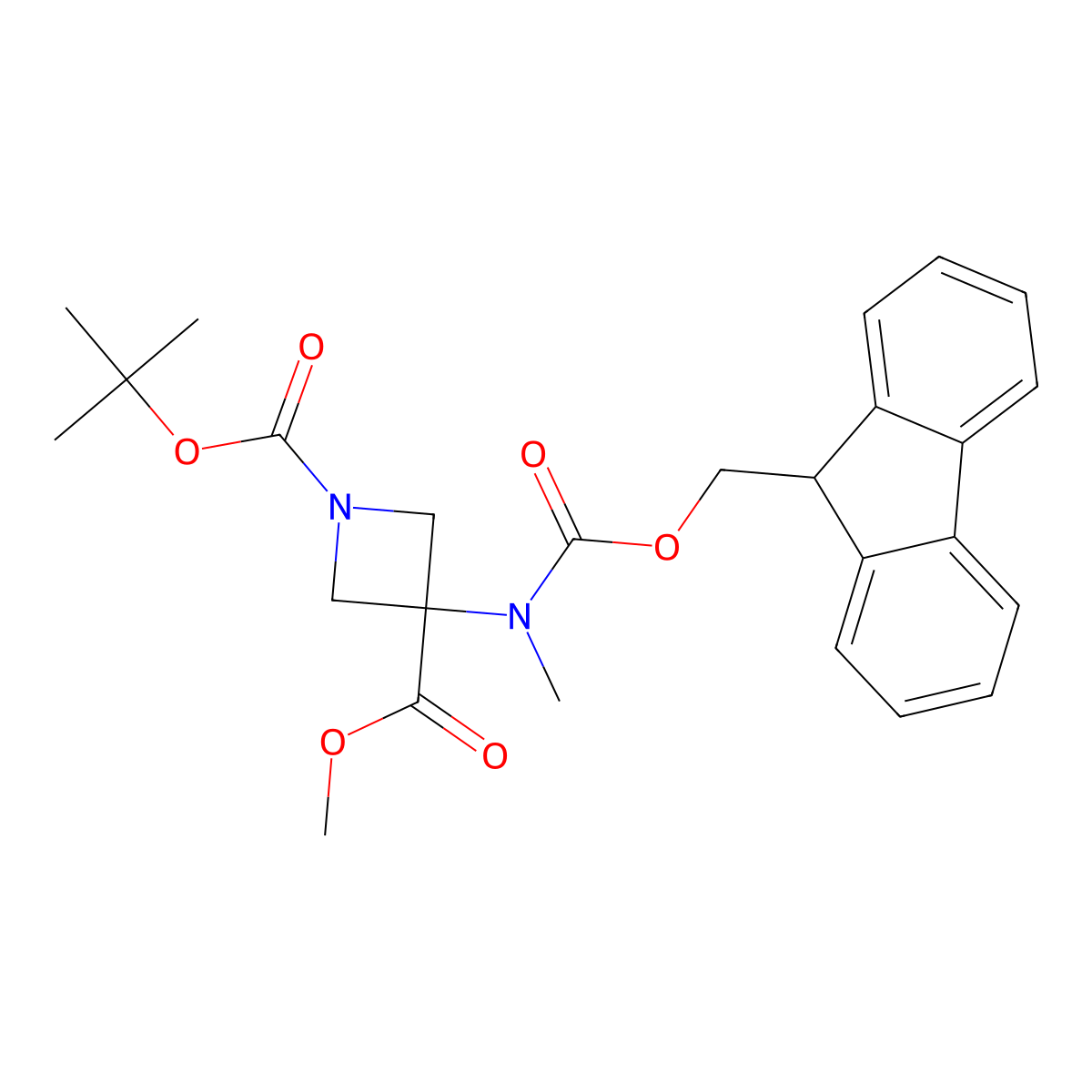 1-tert-butyl 3-methyl 3-({[(9H-fluoren-9-yl)methoxy]carbonyl}(methyl)amino)azetidine-1,3-dicarboxylate molecular structure, CAS 2155854-95-6