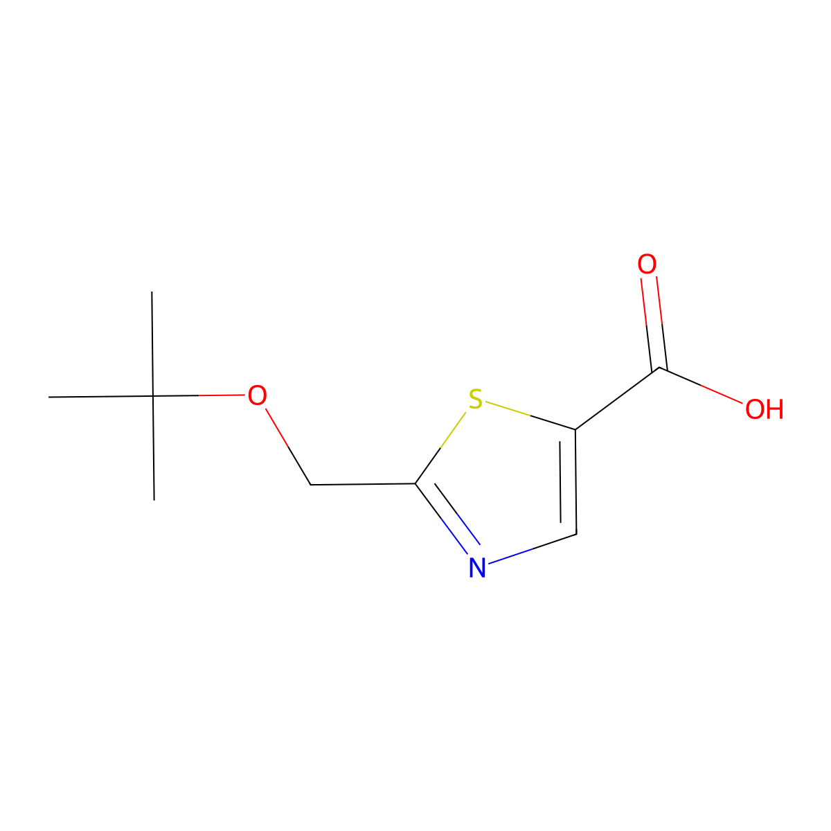 2-[(Tert-butoxy)methyl]-1,3-thiazole-5-carboxylic acid molecular structure, CAS 2155854-96-7