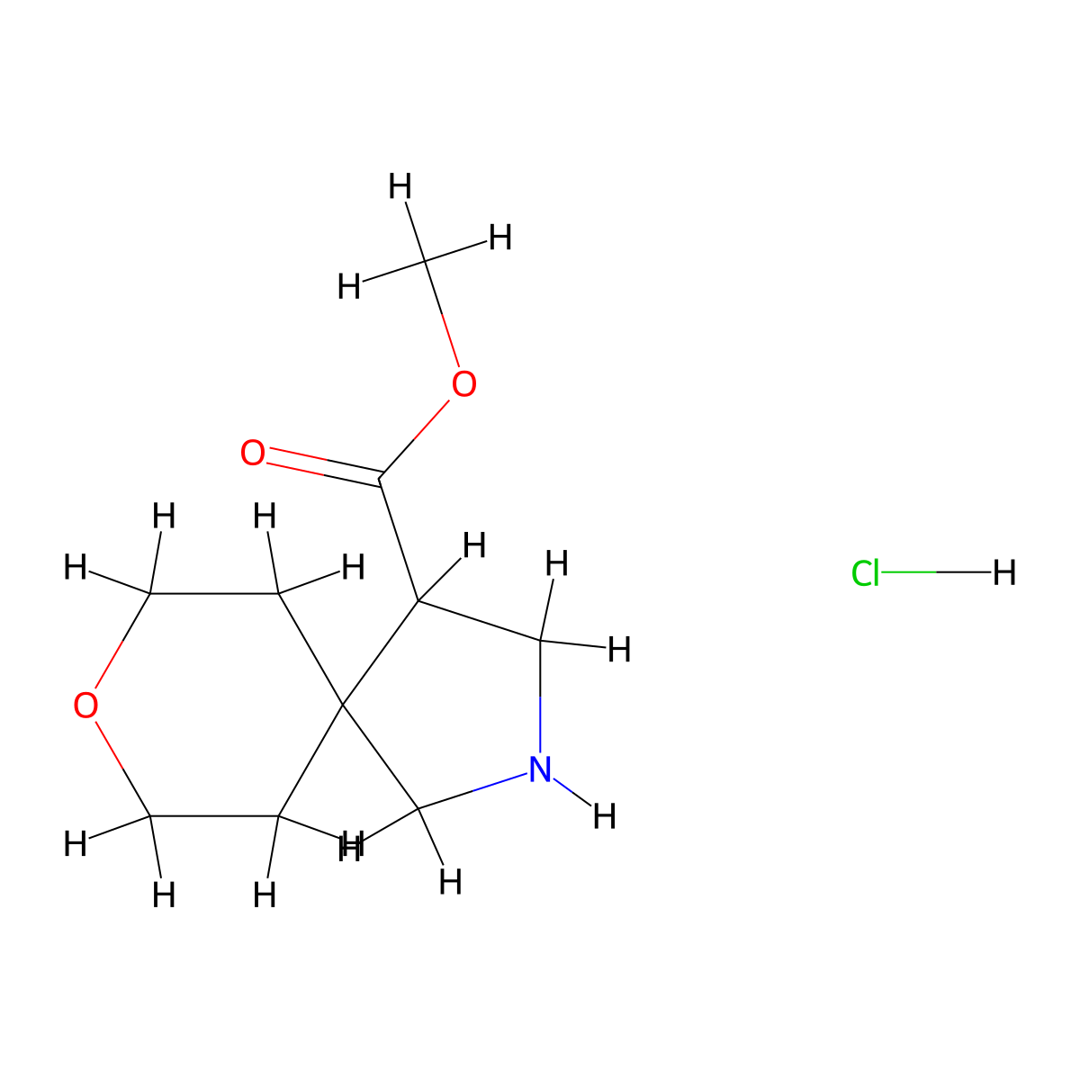 Methyl 8-oxa-2-azaspiro[4.5]decane-4-carboxylate hydrochloride molecular structure, CAS 2155855-02-8
