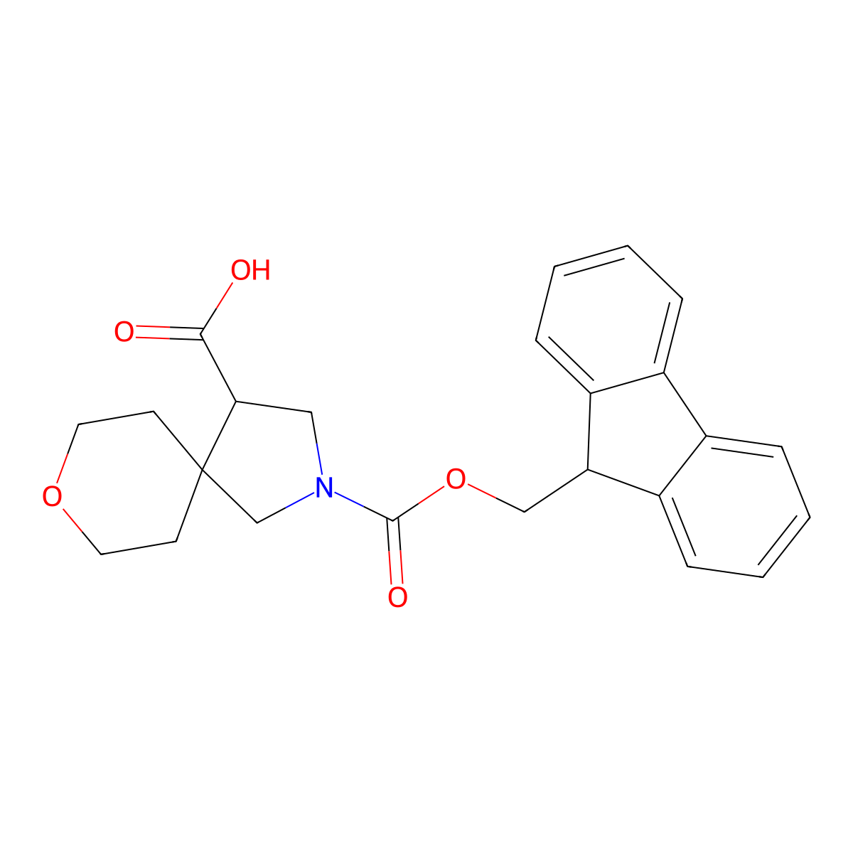 2-{[(9H-fluoren-9-yl)methoxy]carbonyl}-8-oxa-2-azaspiro[4.5]decane-4-carboxylic acid molecular structure, CAS 2155855-03-9