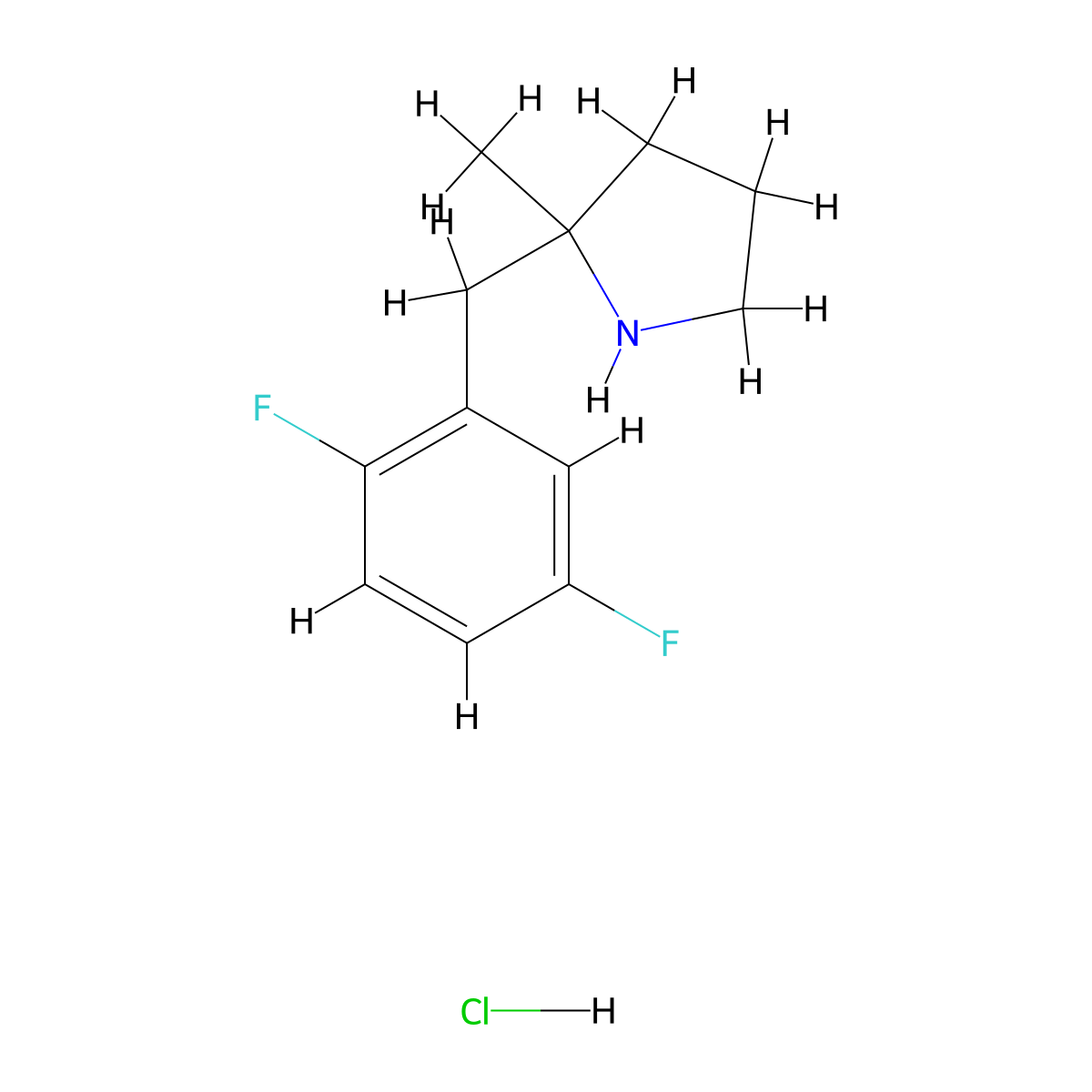 2-[(2,5-Difluorophenyl)methyl]-2-methylpyrrolidine hydrochloride molecular structure, CAS 2155855-07-3