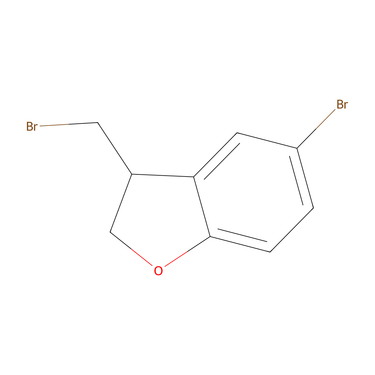 5-Bromo-3-(bromomethyl)-2,3-dihydro-1-benzofuran molecular structure, CAS 2155855-22-2