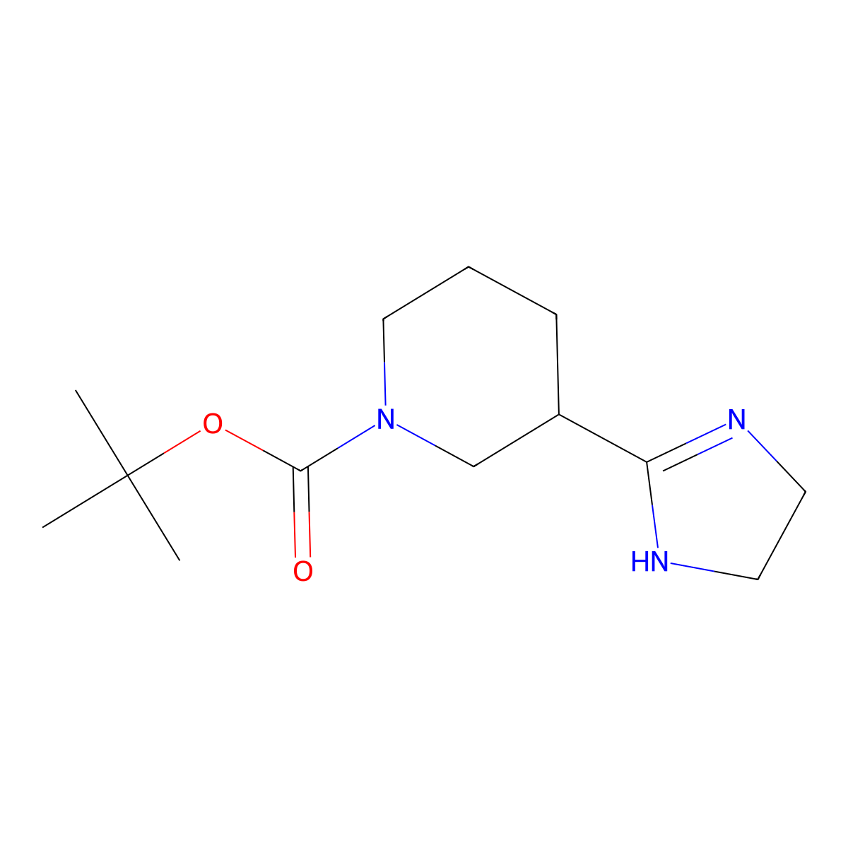 Tert-butyl 3-(4,5-dihydro-1H-imidazol-2-yl)piperidine-1-carboxylate molecular structure, CAS 2155855-24-4