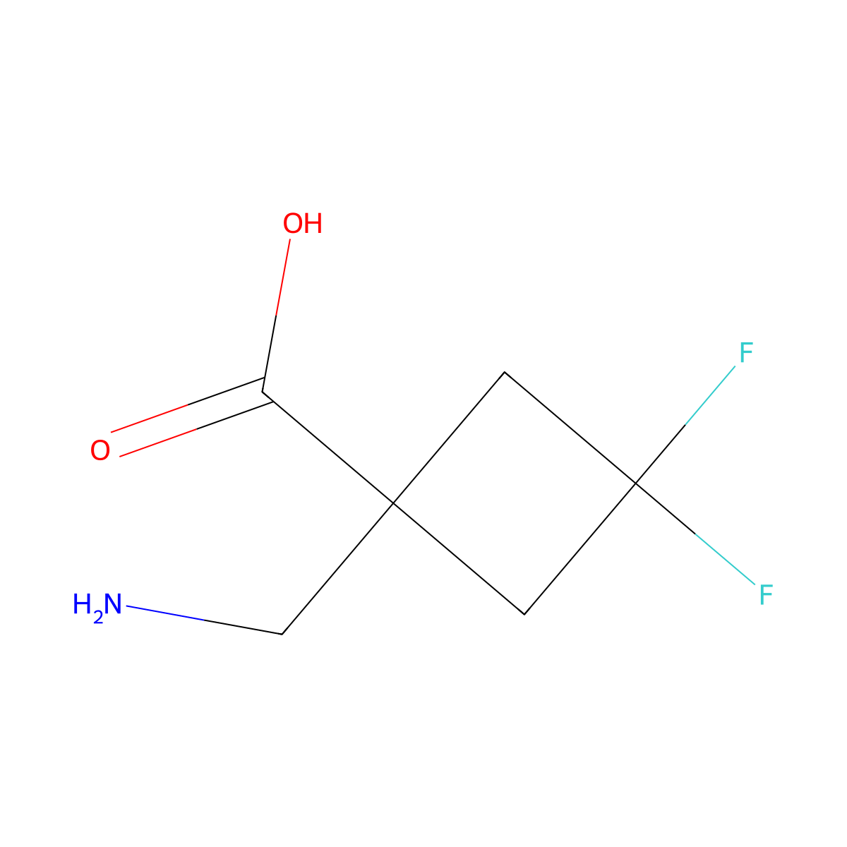 1-(Aminomethyl)-3,3-difluorocyclobutane-1-carboxylic acid molecular structure, CAS 2155855-28-8