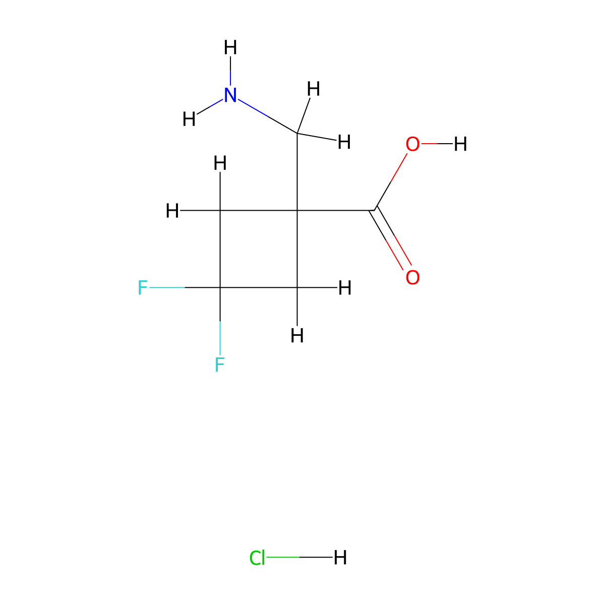 1-(Aminomethyl)-3,3-difluorocyclobutane-1-carboxylic acid hydrochloride molecular structure, CAS 2155855-29-9