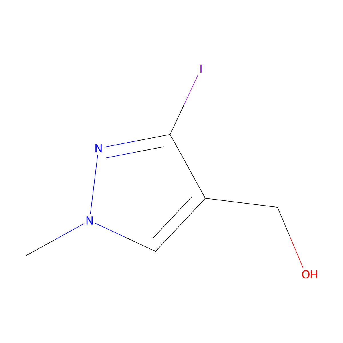 (3-iodo-1-methyl-1H-pyrazol-4-yl)methanol molecular structure, CAS 2155855-30-2