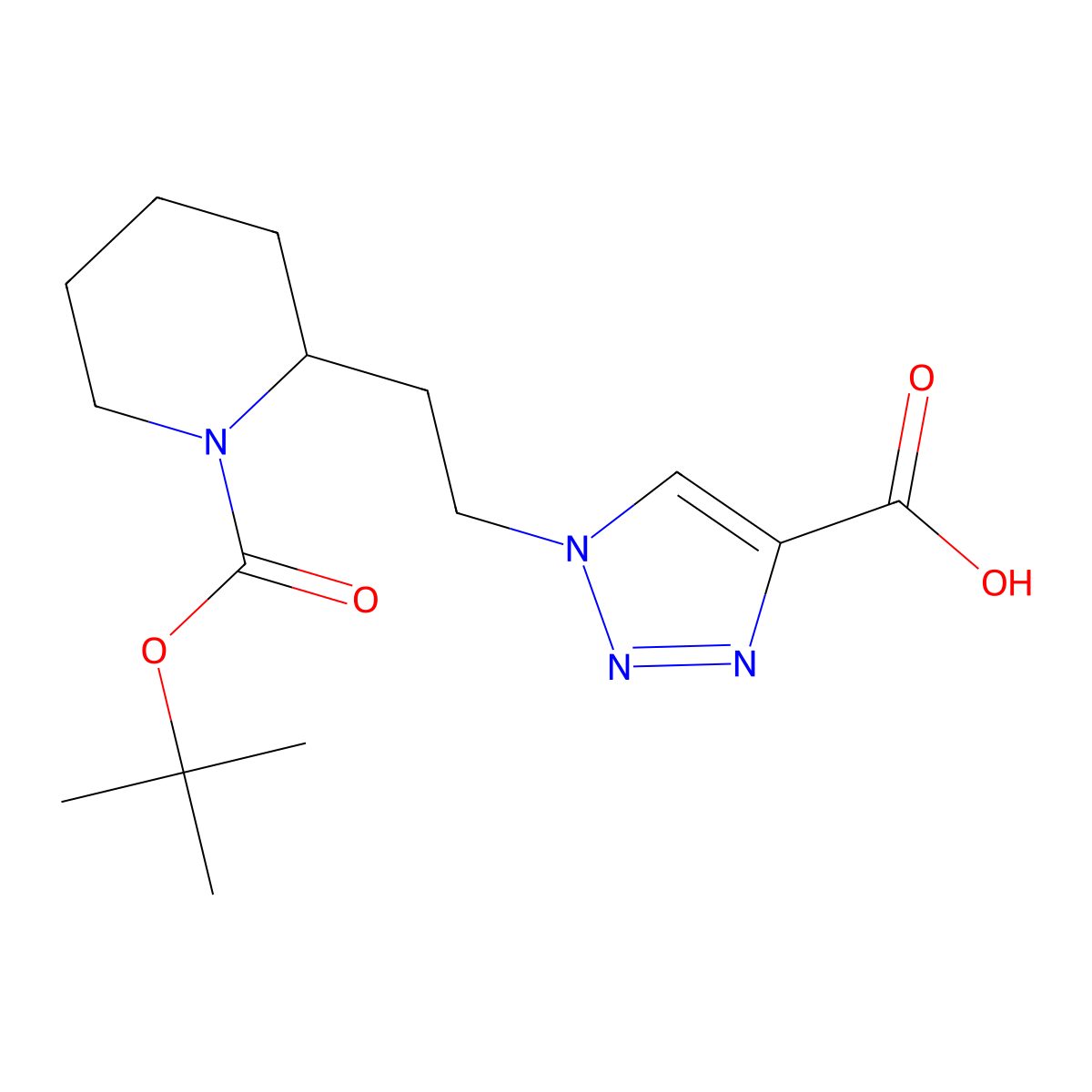 1-(2-{1-[(tert-butoxy)carbonyl]piperidin-2-yl}ethyl)-1H-1,2,3-triazole-4-carboxylic acid molecular structure, CAS 2155855-32-4