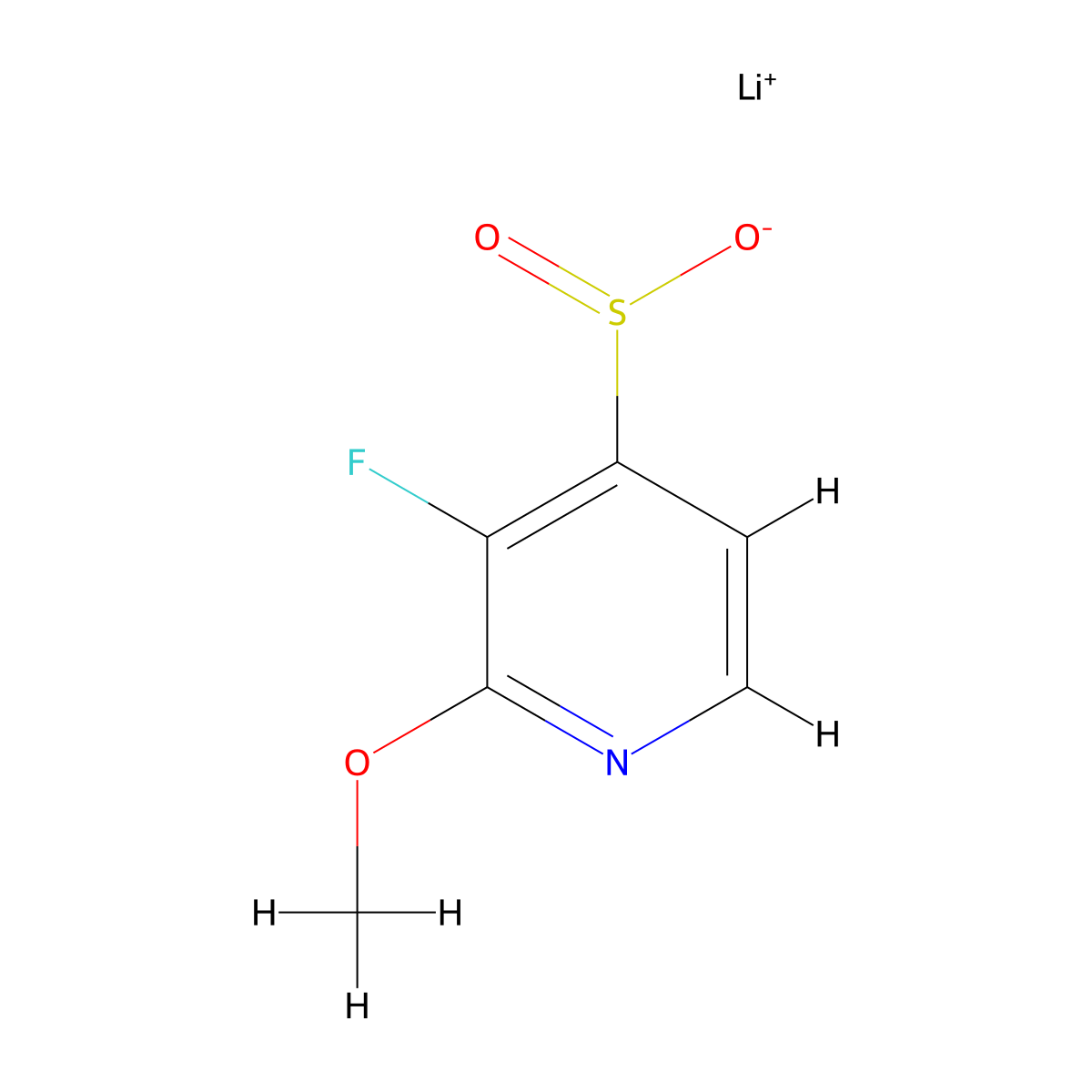 Lithium(1+) ion 3-fluoro-2-methoxypyridine-4-sulfinate molecular structure, CAS 2155855-44-8