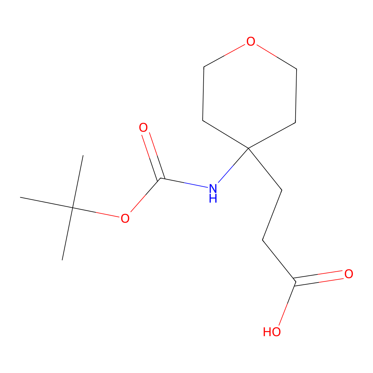 3-(4-{[(Tert-butoxy)carbonyl]amino}oxan-4-yl)propanoic acid molecular structure, CAS 2155855-45-9