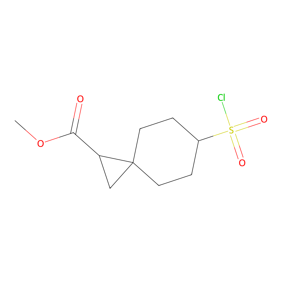 Methyl 6-(chlorosulfonyl)spiro[2.5]octane-1-carboxylate molecular structure, CAS 2155855-49-3