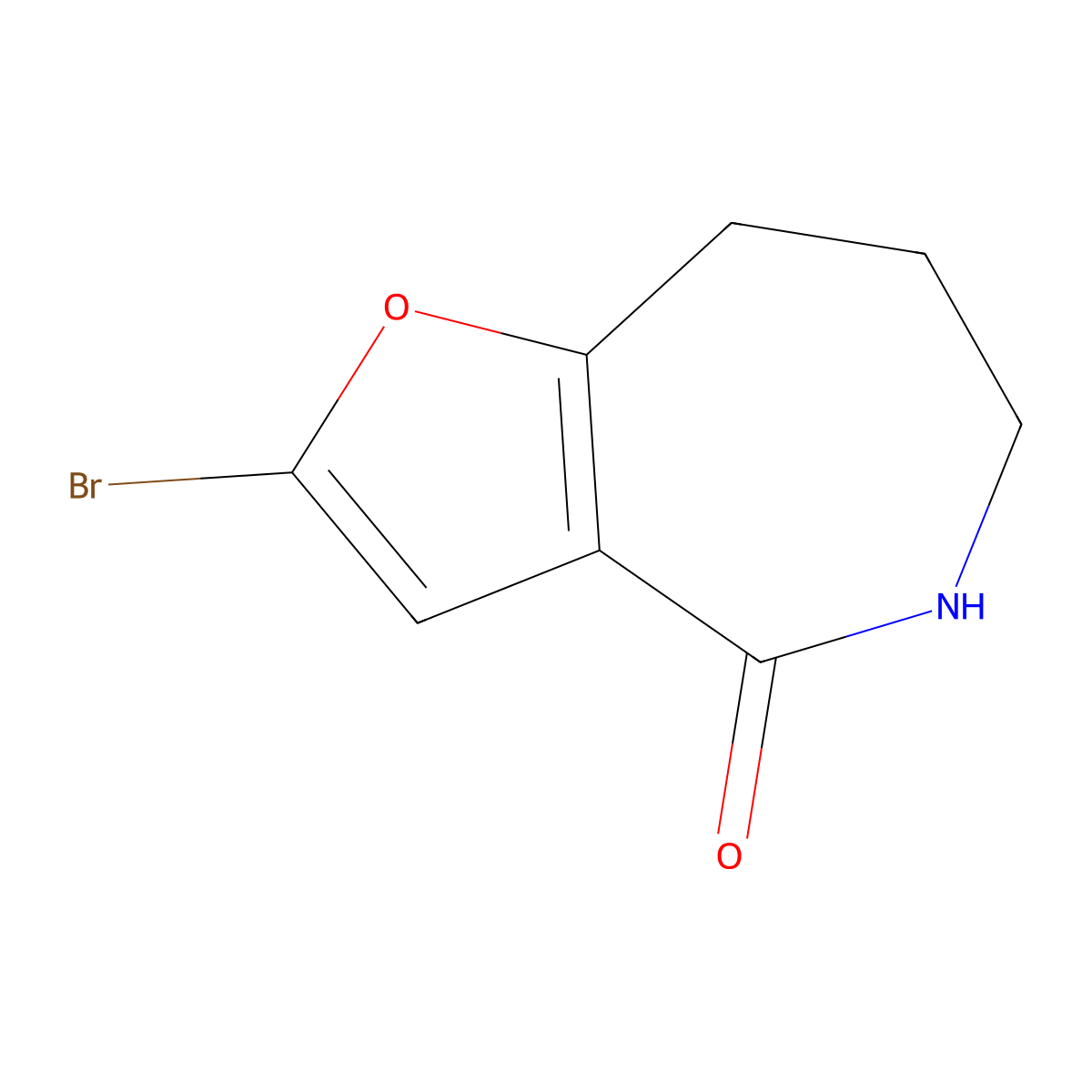 2-bromo-4H,5H,6H,7H,8H-furo(3,2-c)azepin-4-one molecular structure, CAS 2155855-52-8