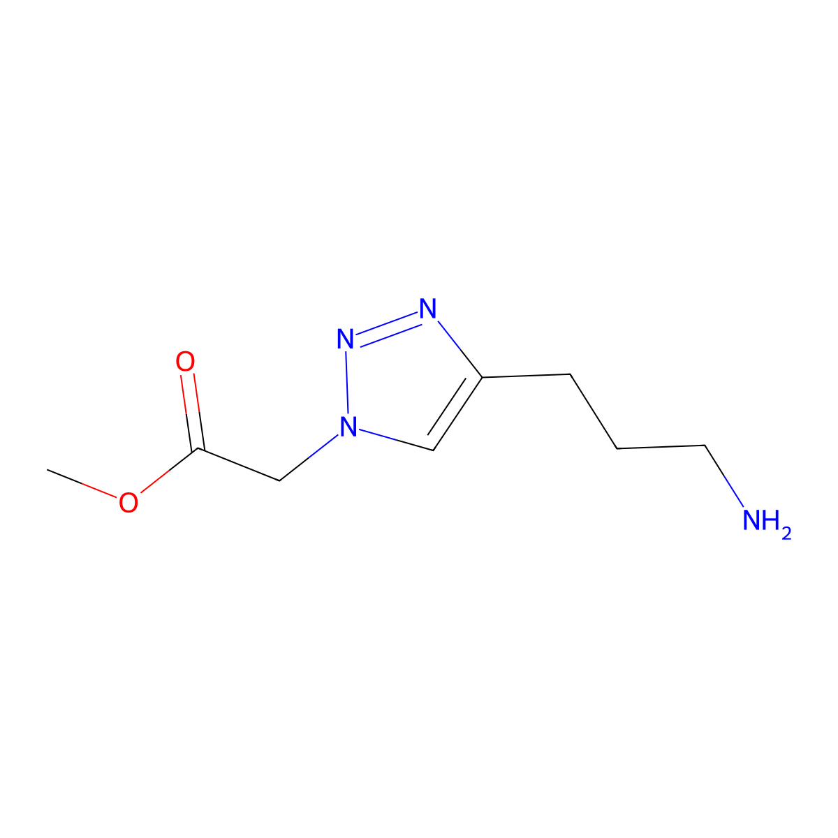 methyl 2-[4-(3-aminopropyl)-1H-1,2,3-triazol-1-yl]acetate molecular structure, CAS 2155855-54-0