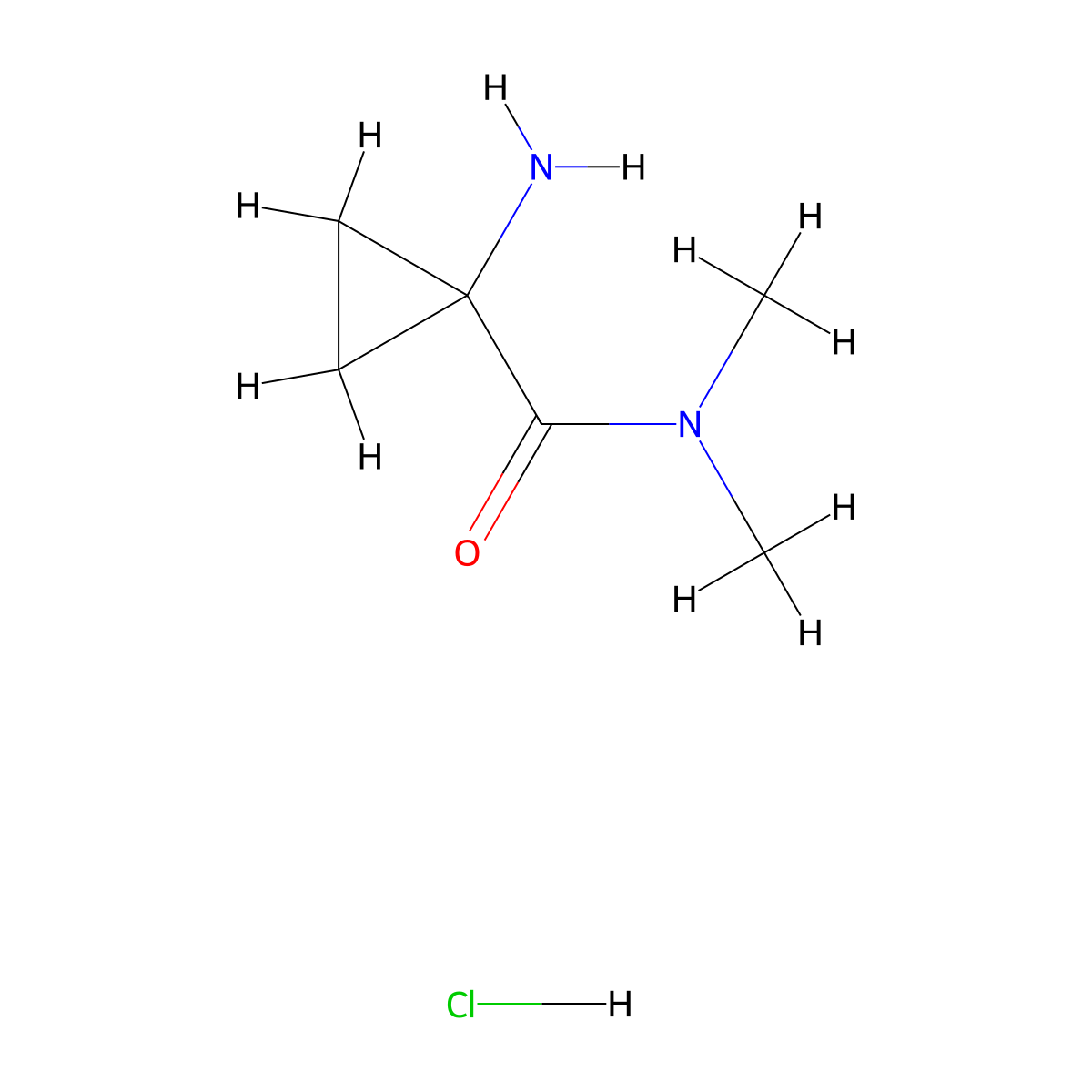 1-amino-N,N-dimethylcyclopropane-1-carboxamide hydrochloride molecular structure, CAS 2155855-69-7