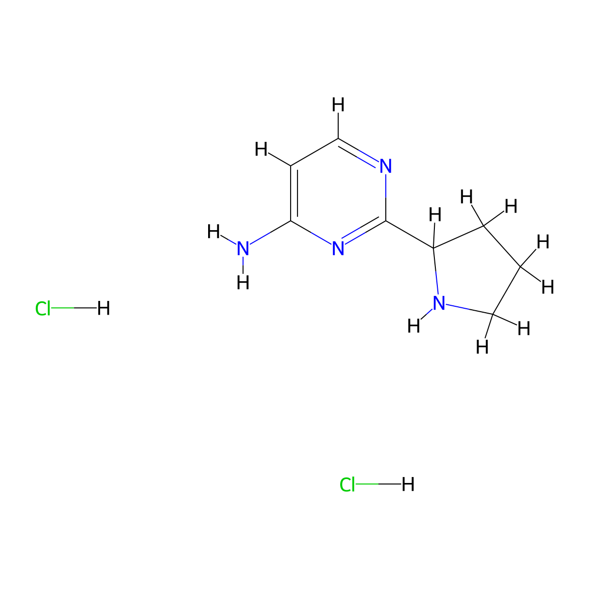 2-(Pyrrolidin-2-yl)pyrimidin-4-amine dihydrochloride molecular structure, CAS 2155855-71-1
