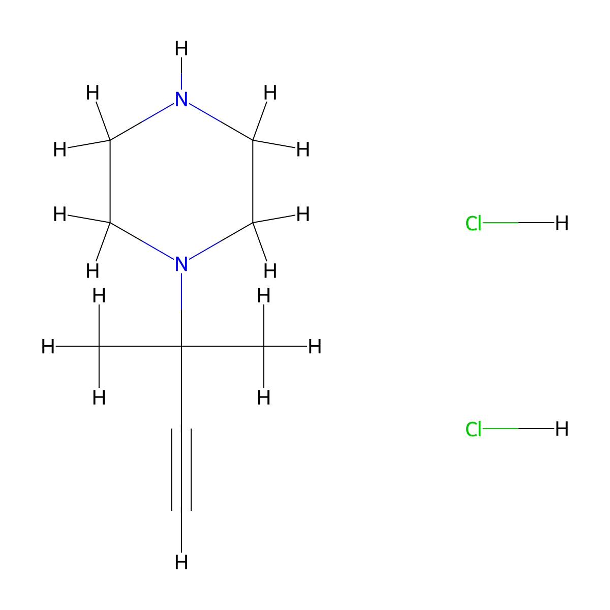 1-(2-Methylbut-3-yn-2-yl)piperazine dihydrochloride molecular structure, CAS 2155855-76-6