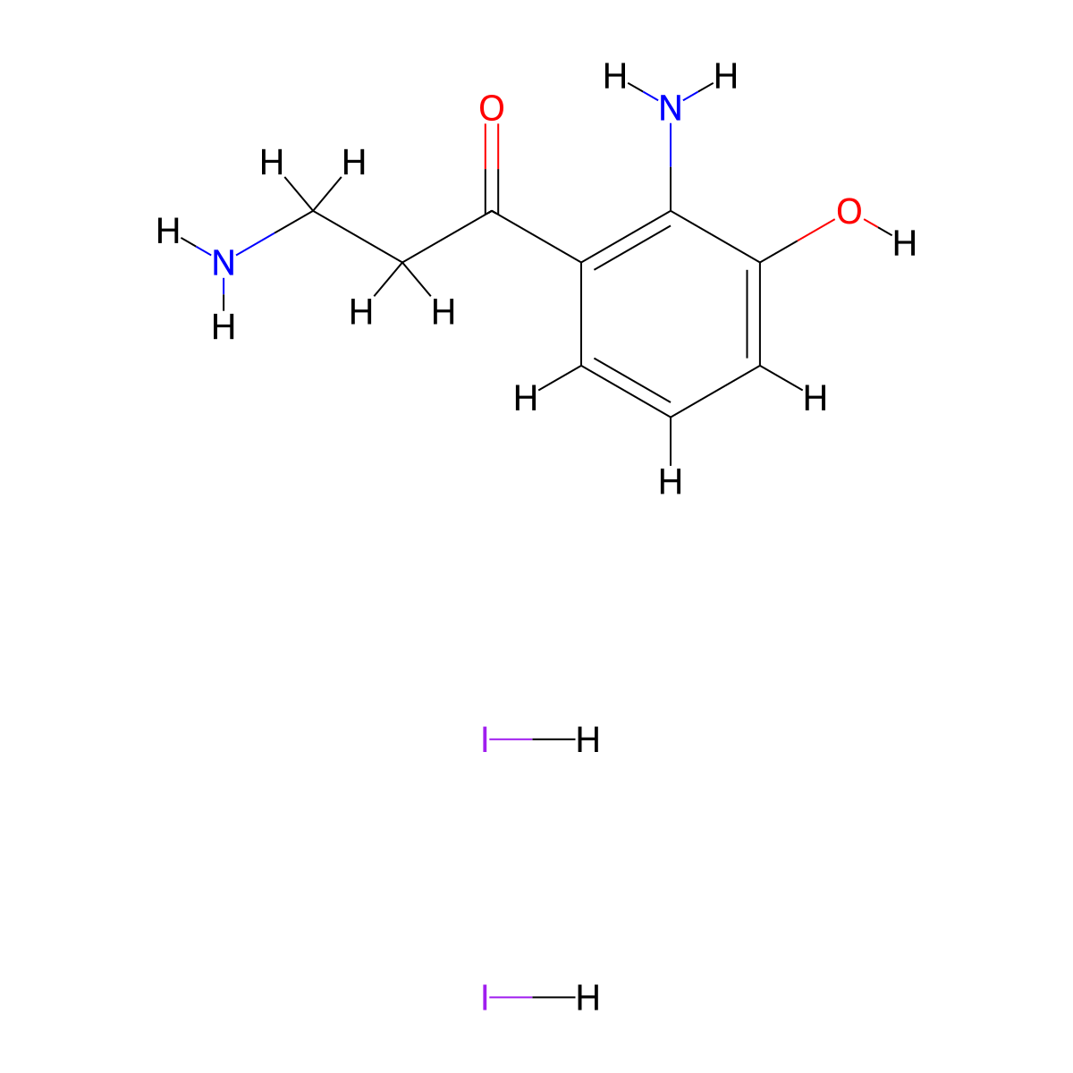 3-Amino-1-(2-amino-3-hydroxyphenyl)propan-1-one dihydroiodide molecular structure, CAS 2155855-77-7