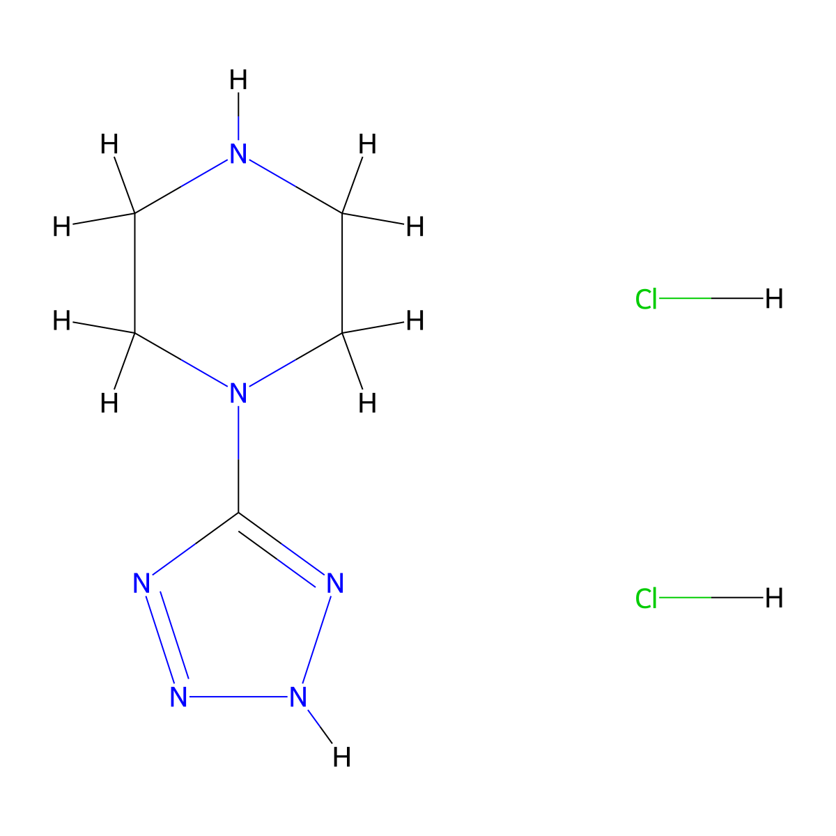 1-(1H-1,2,3,4-tetrazol-5-yl)piperazine dihydrochloride molecular structure, CAS 2155855-78-8