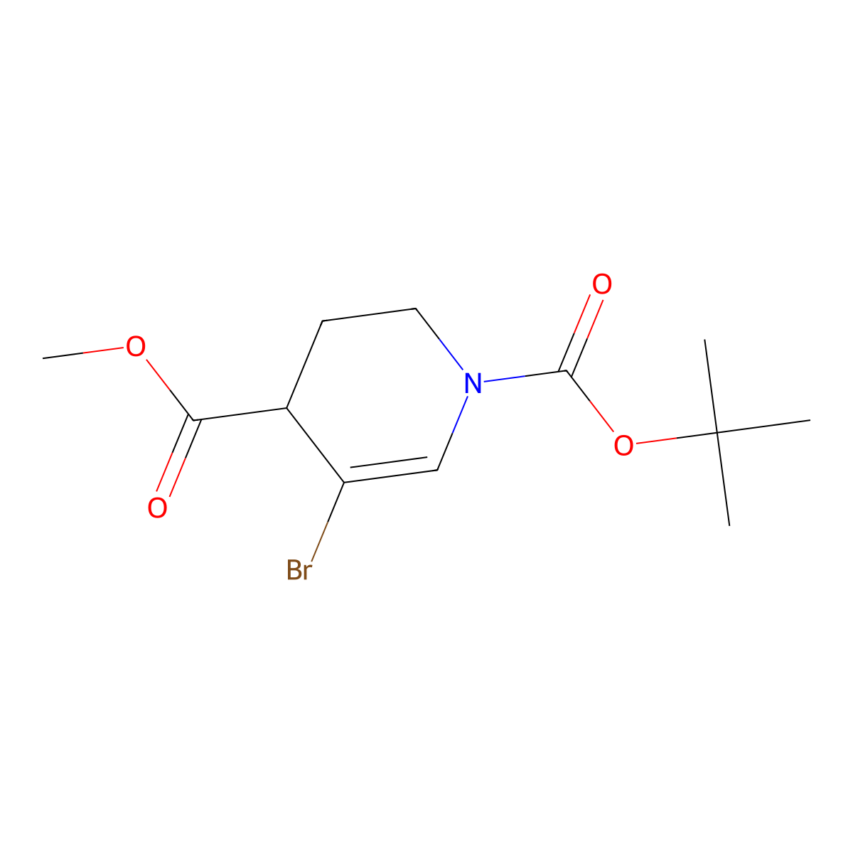 1-Tert-butyl 4-methyl 5-bromo-1,2,3,4-tetrahydropyridine-1,4-dicarboxylate molecular structure, CAS 2155855-84-6
