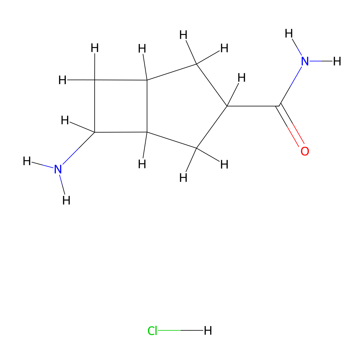 6-Aminobicyclo(3.2.0)heptane-3-carboxamide hydrochloride molecular structure, CAS 2155855-85-7